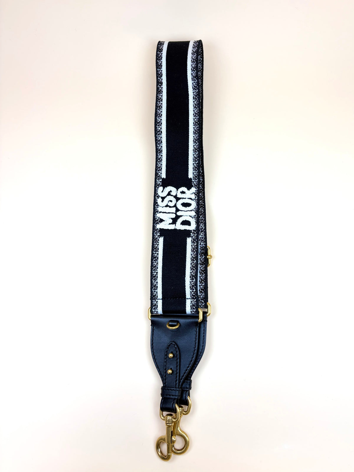 Christian Dior black mis dior embroidery adjustable shoulder strap