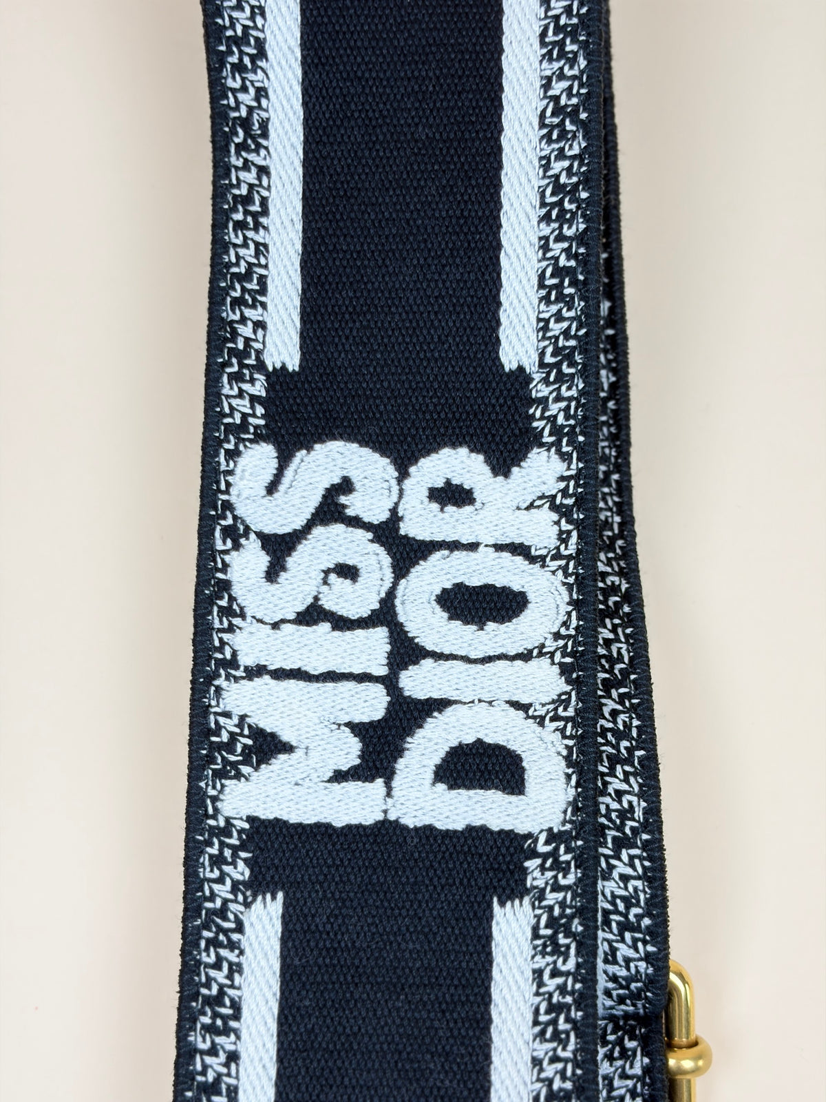 Christian Dior black mis dior embroidery adjustable shoulder strap