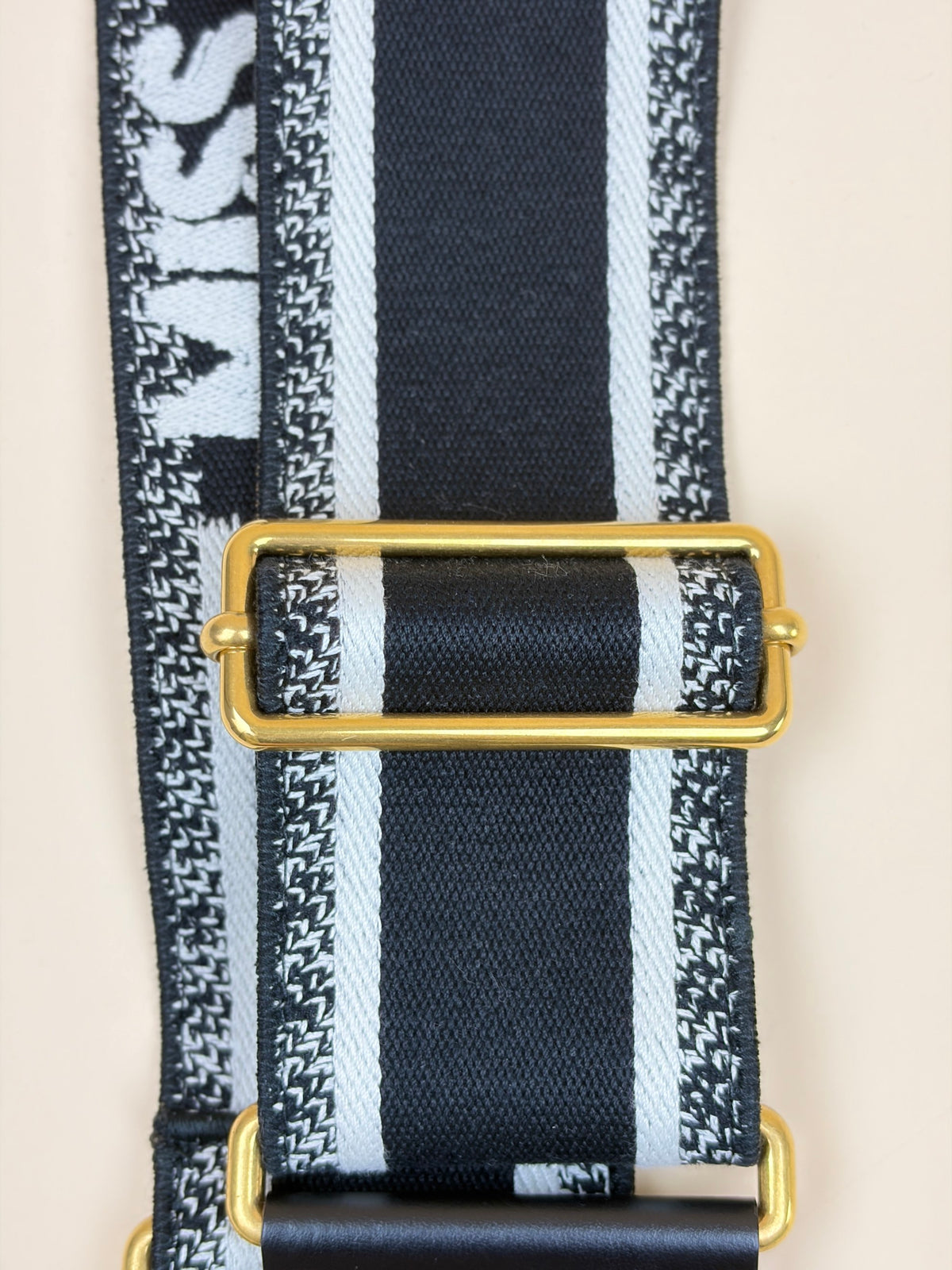 Christian Dior black mis dior embroidery adjustable shoulder strap