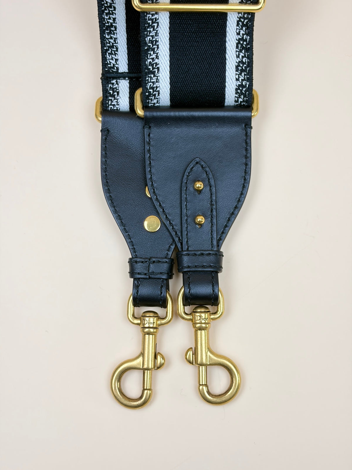 Christian Dior black mis dior embroidery adjustable shoulder strap