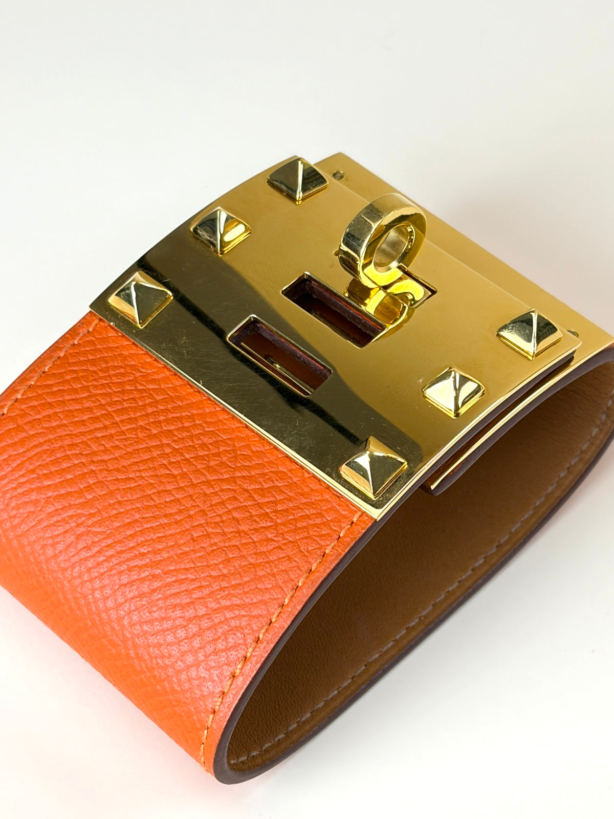 Hermes orange Epsom Kelly dog extreme bracelet s