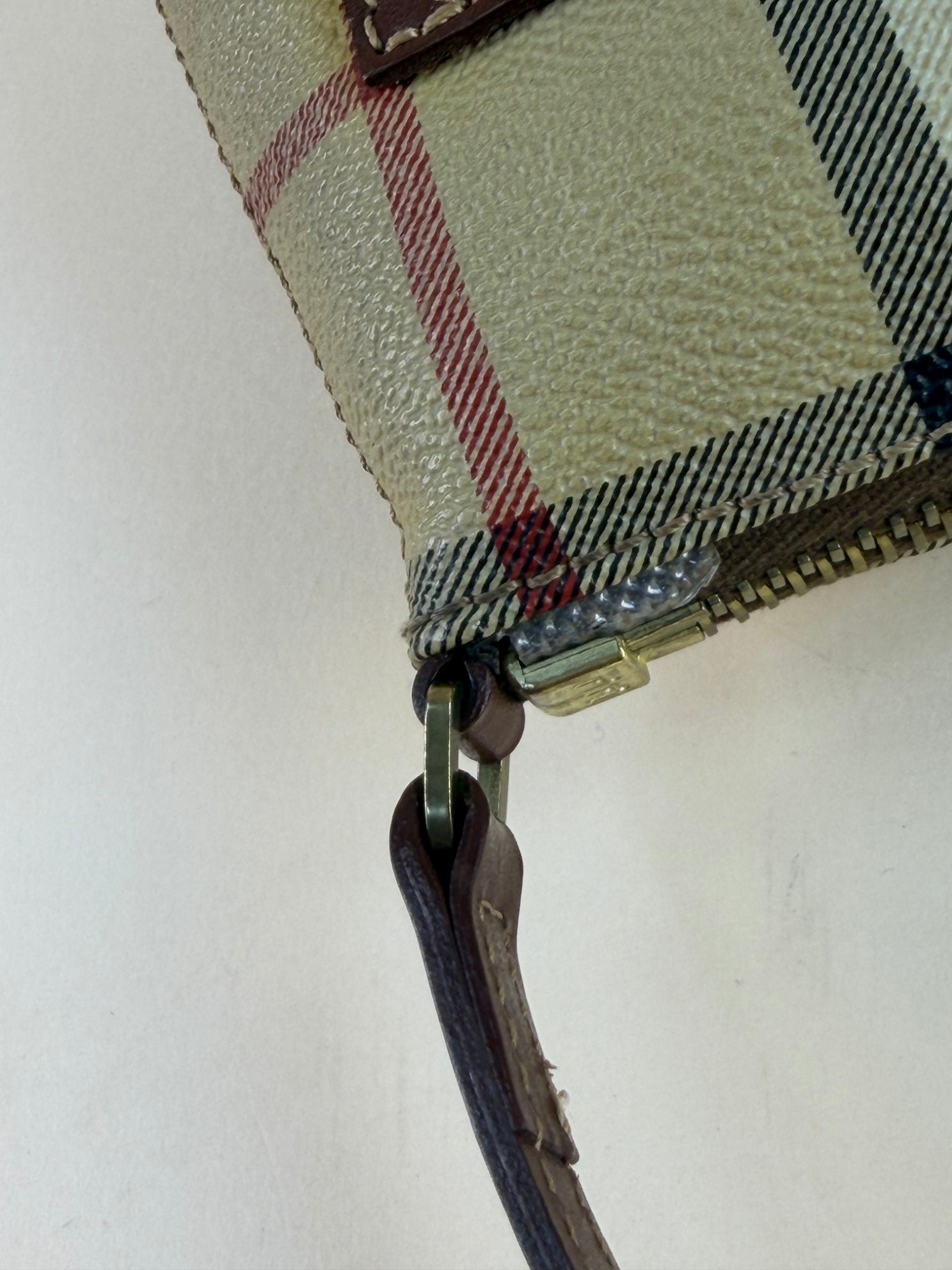 Burberry beige/brown Haymarket mini pochette