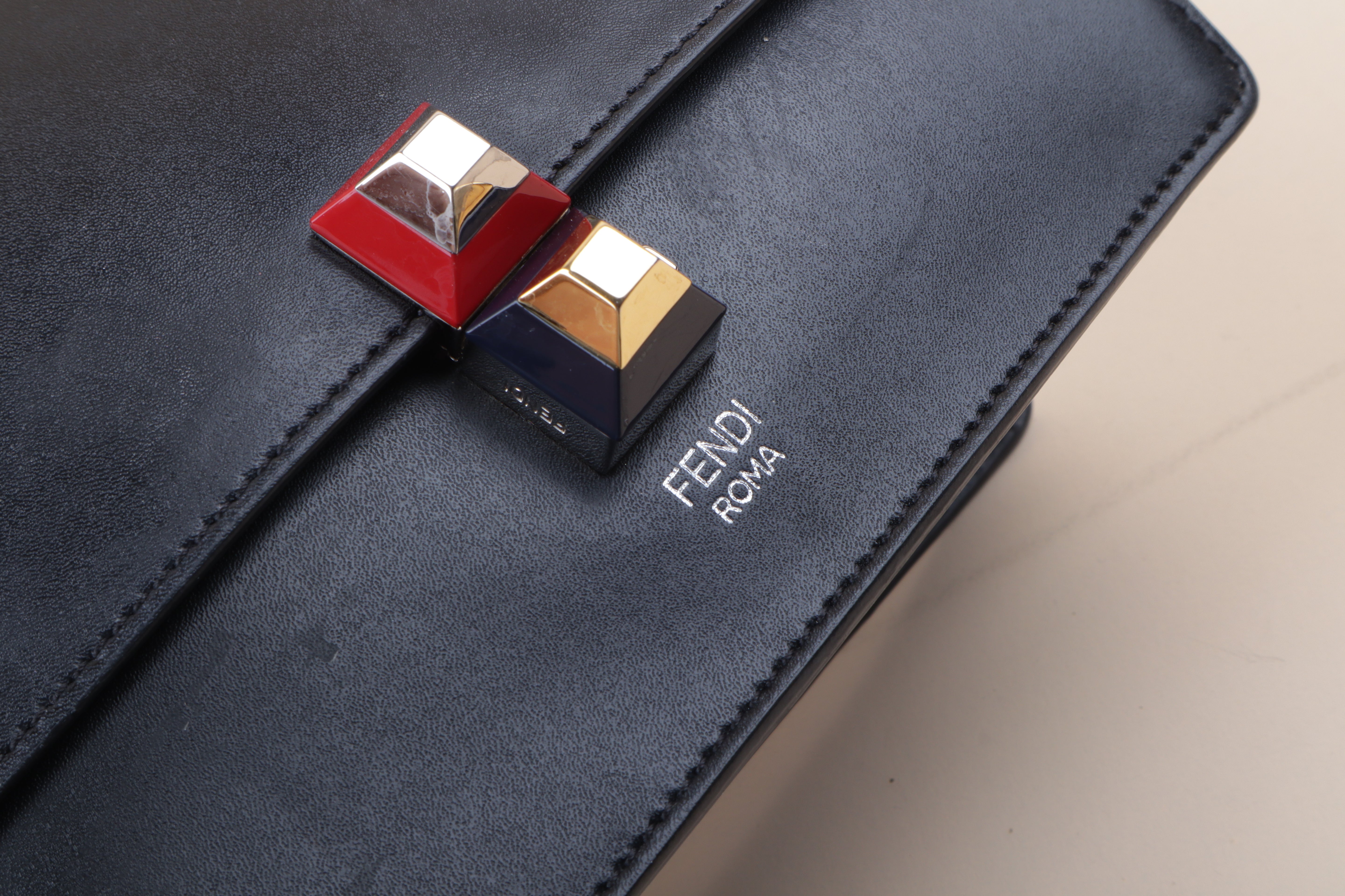 Fendi Black Mini Kan I Chain Shoulder Bag