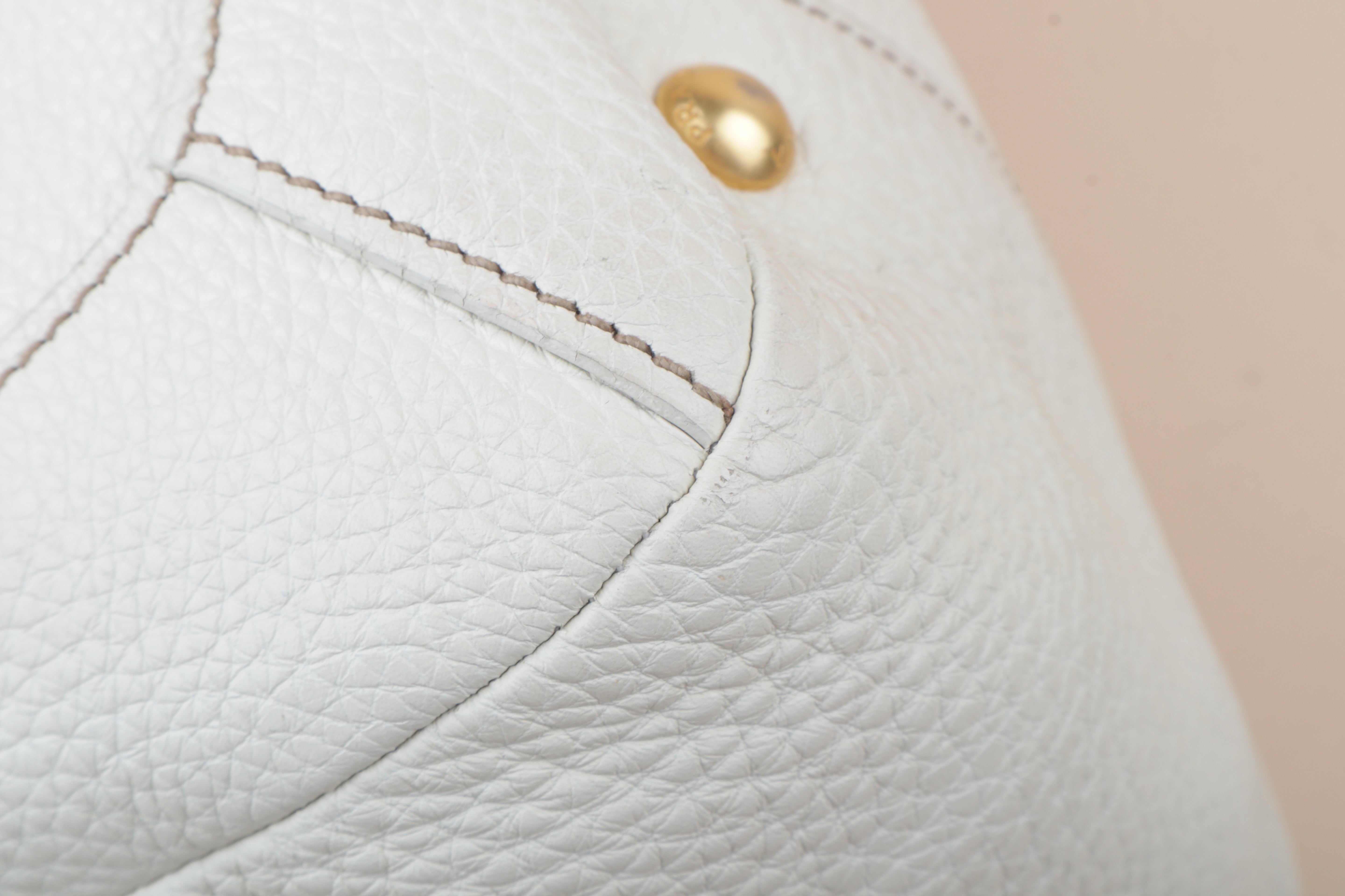 Prada White Vitello Daino Talco Cervo Shoulder Bag