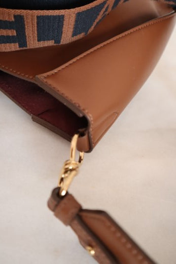 Stella Mccartney Brown Mini Logo Crossbody Bag