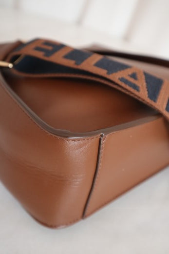 Stella Mccartney Brown Mini Logo Crossbody Bag