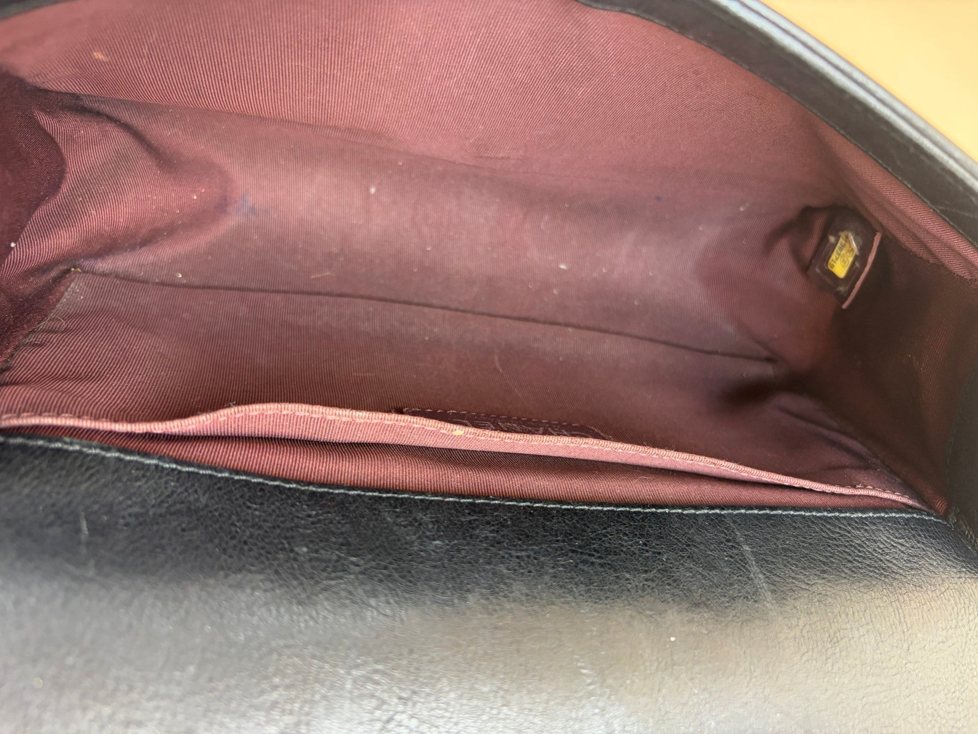 Chanel black boy calfskin double stitch medium flap bag