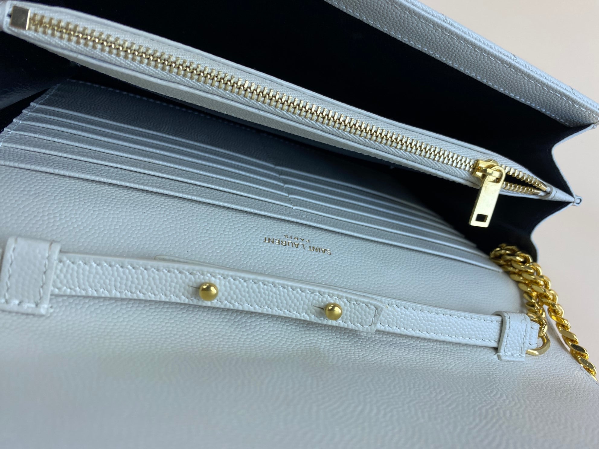 YSL Off White Classic Cassandre Chain Wallet