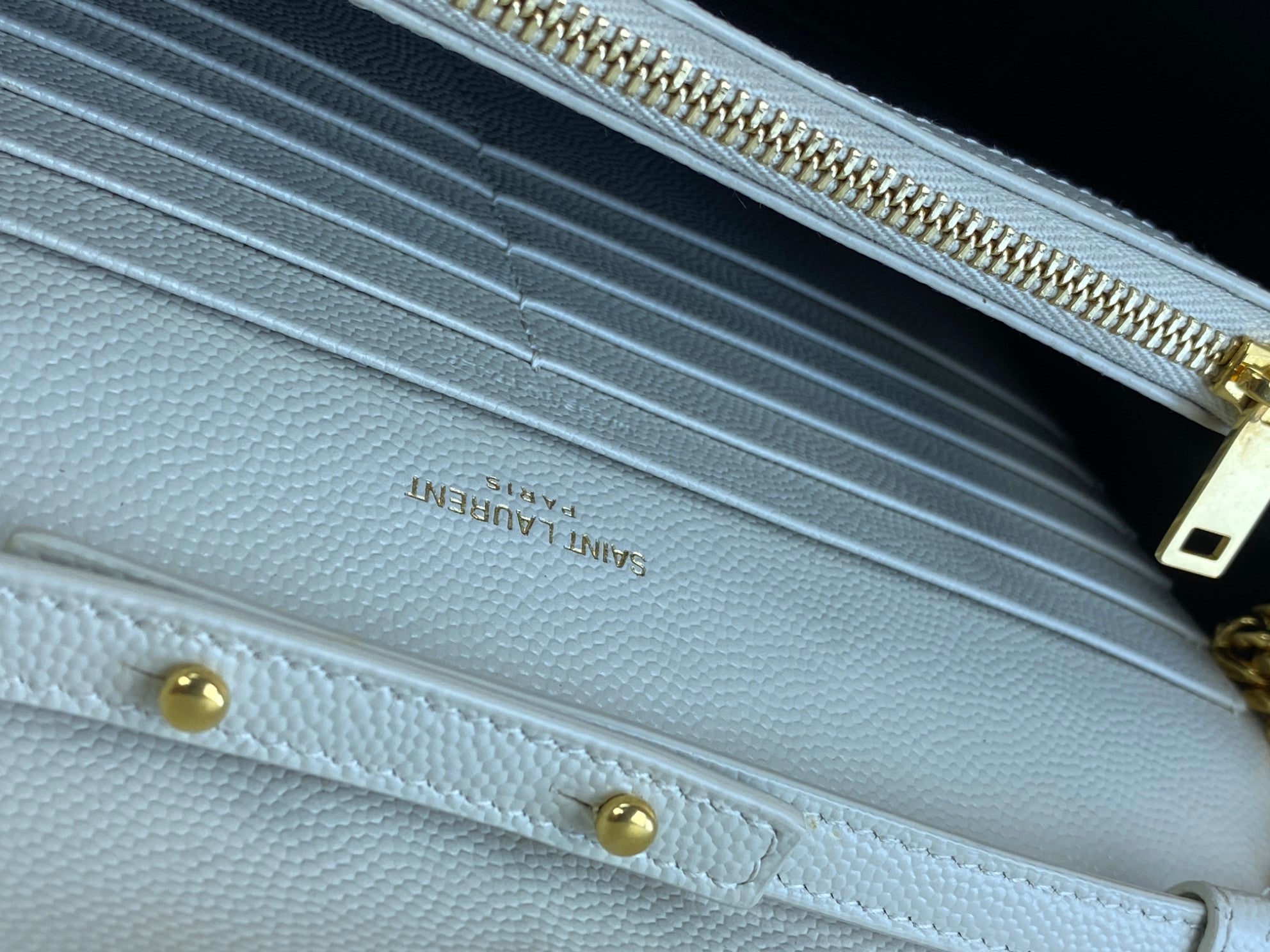 YSL Off White Classic Cassandre Chain Wallet