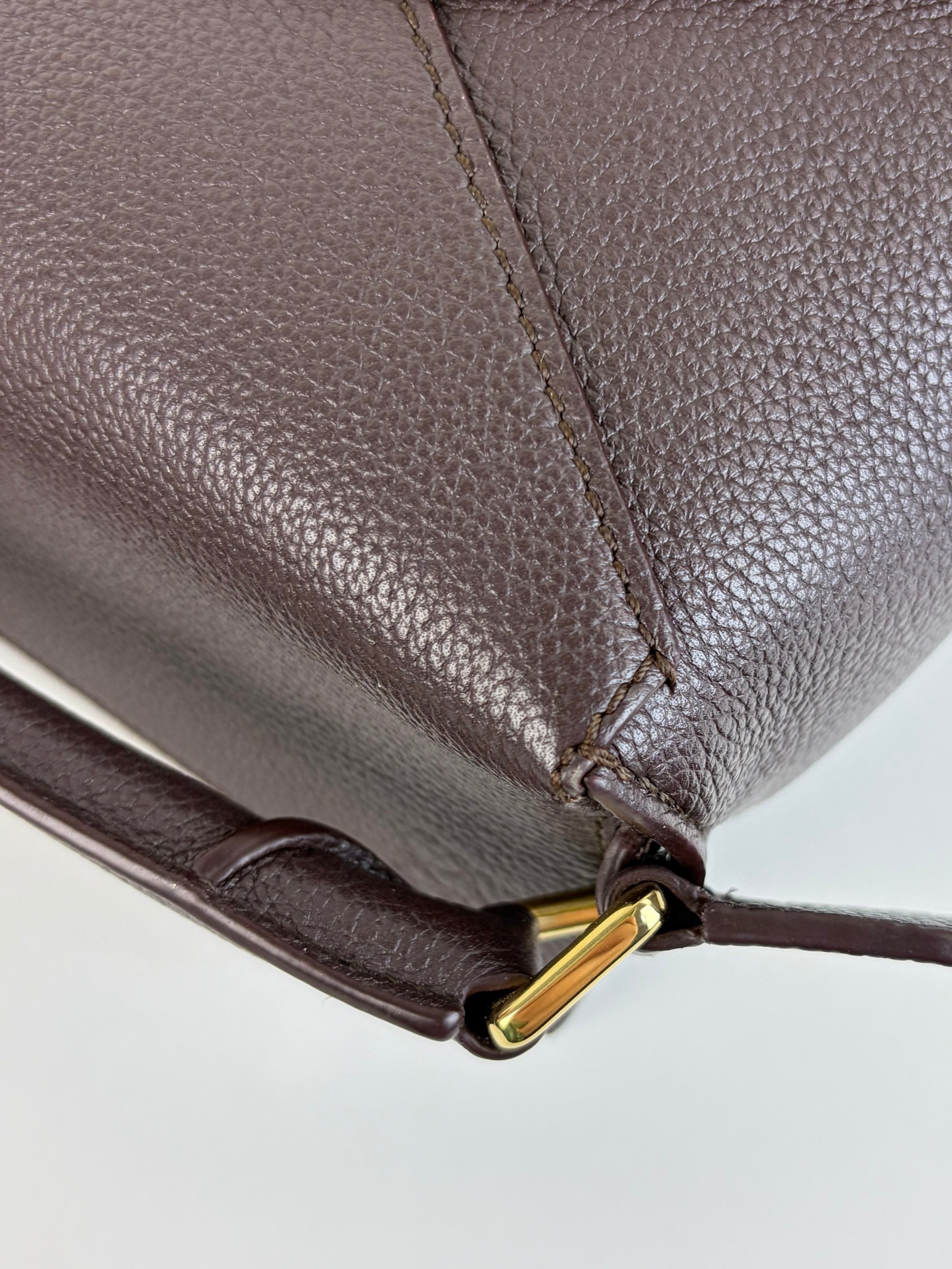 Loewe dark chestnut soft grained calfskin mini–Puzzle Edge Bag