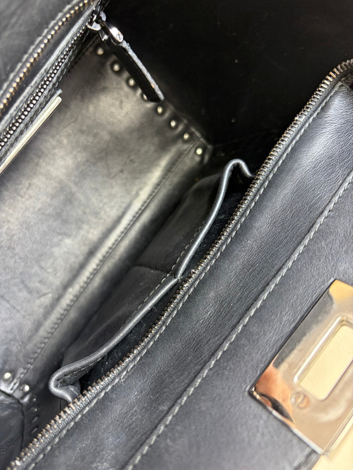 Valentino Black Small rock stud double handle tote bag