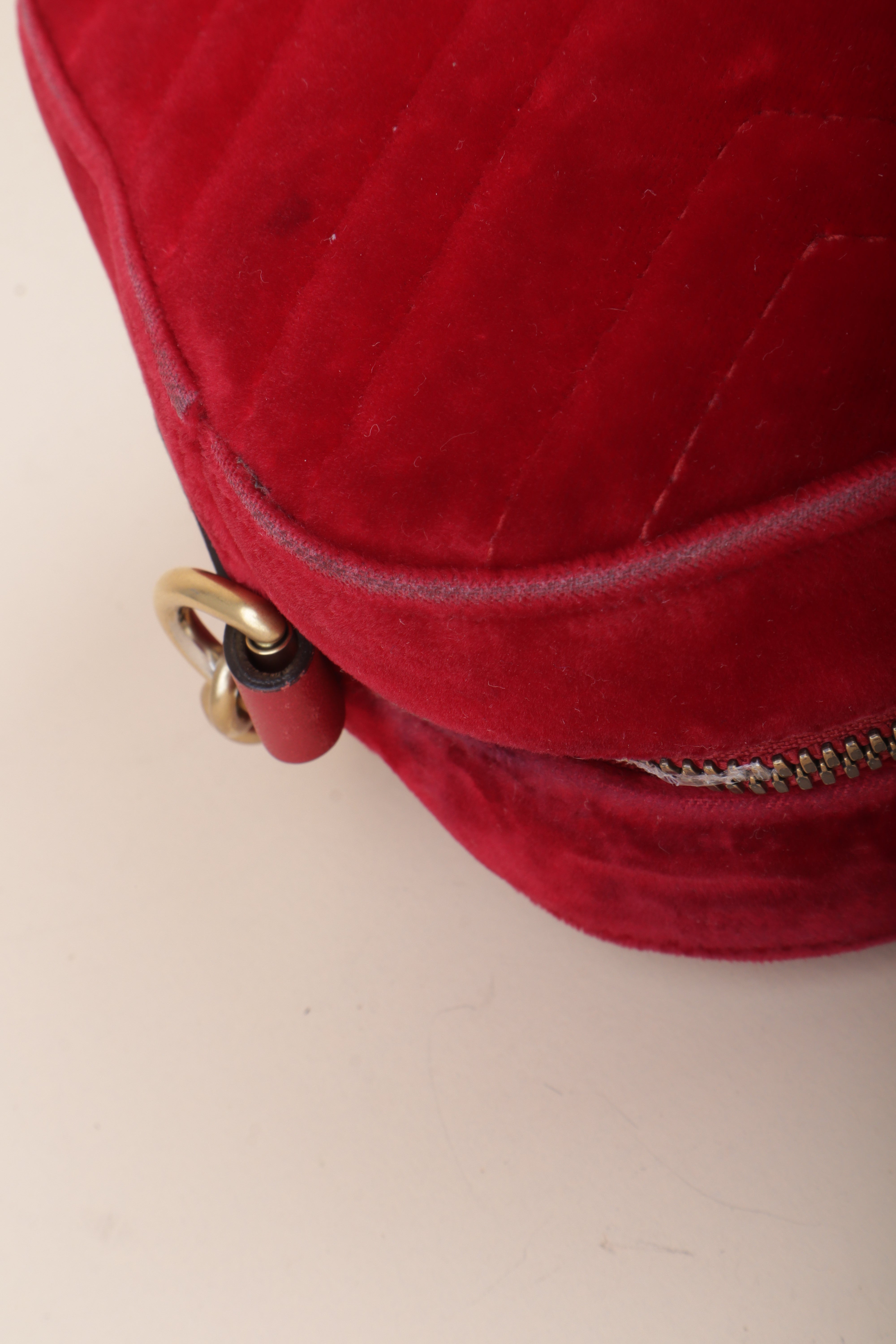Gucci Red GG Velvet Marmont Small Crossbody Bag