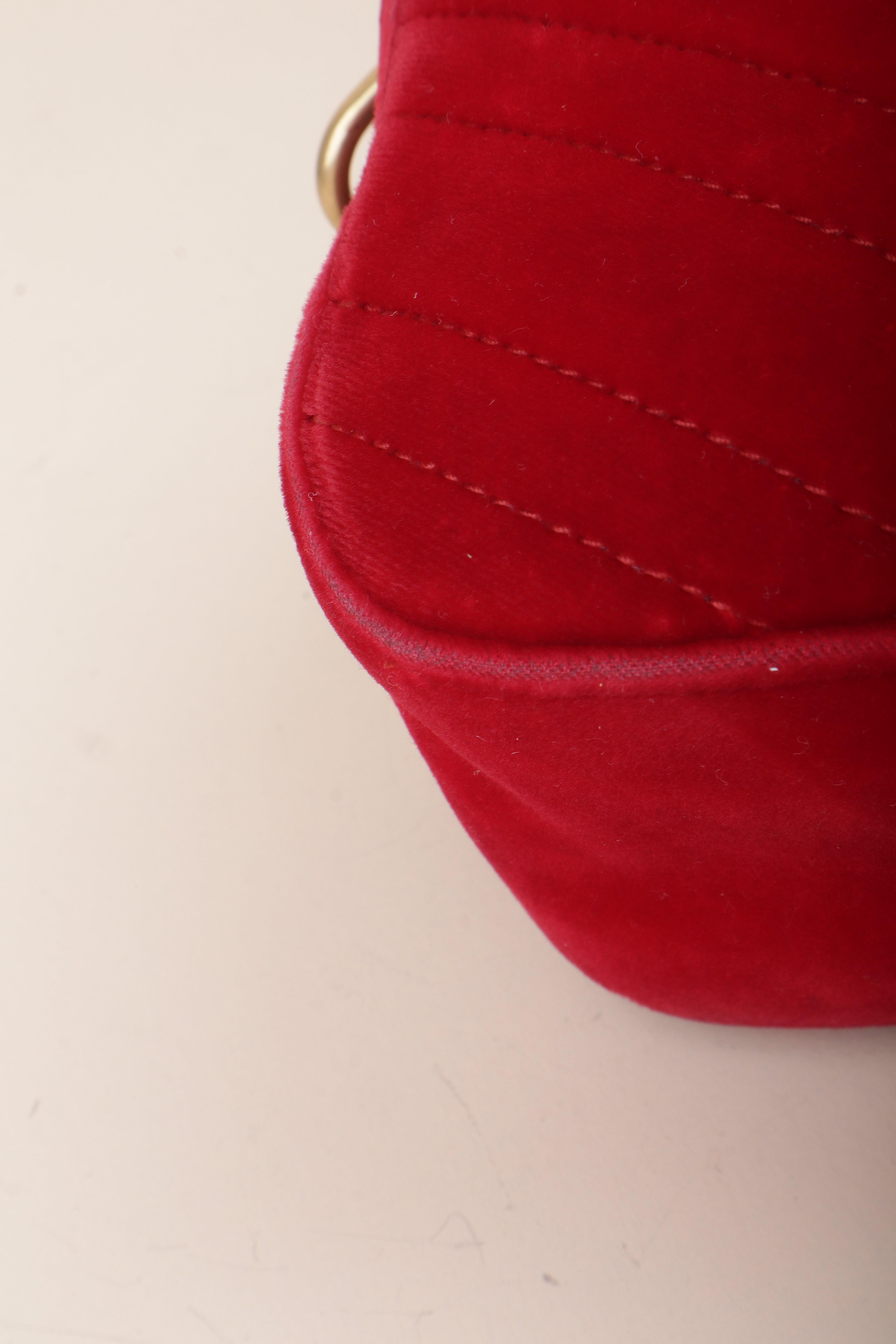 Gucci Red GG Velvet Marmont Small Crossbody Bag