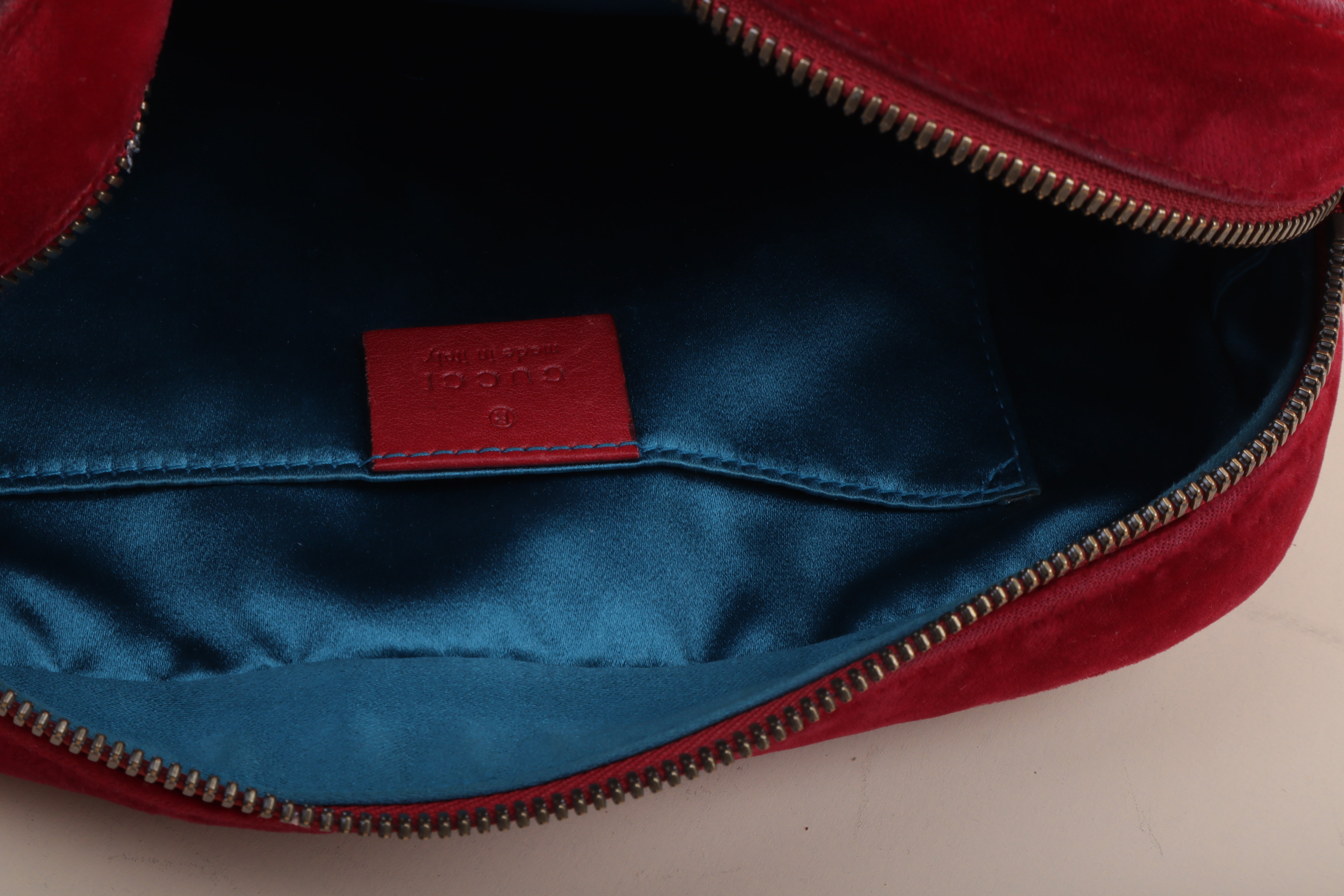 Gucci Red GG Velvet Marmont Small Crossbody Bag