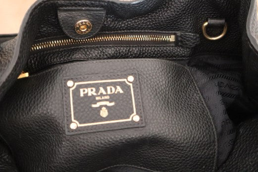 Prada Black Vitello Daino Shoulder Bag