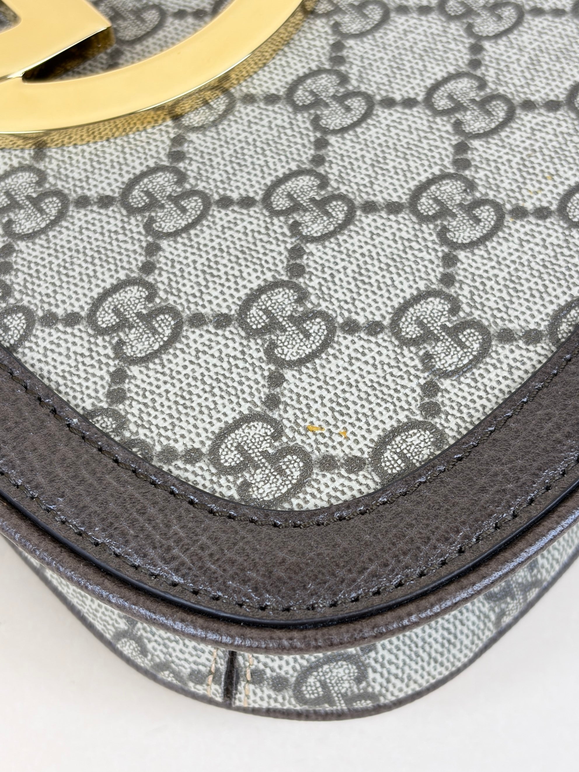 Gucci Ebony New Acero GG Supreme Monogram Blondie Chain Shoulder Flap Bag with Strap