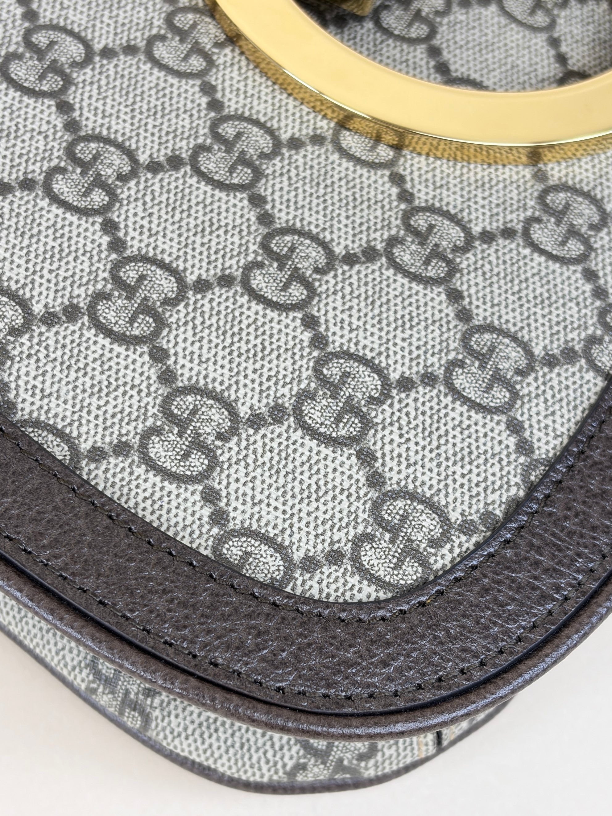 Gucci Ebony New Acero GG Supreme Monogram Blondie Chain Shoulder Flap Bag with Strap