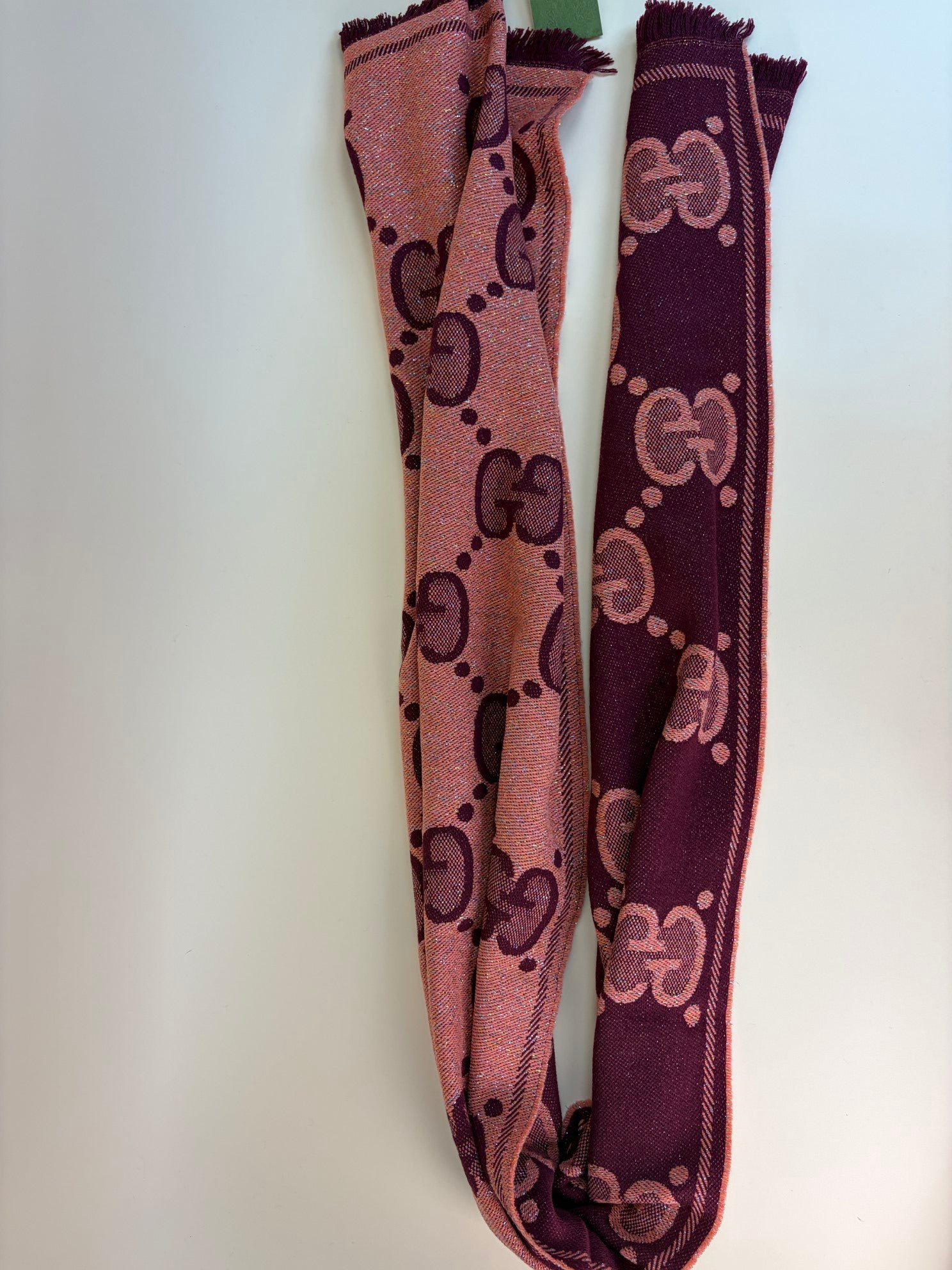 GUCCI gg jacquard wool scarf orange/red