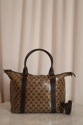 Gucci Brown GG Bamboo Tote Bag