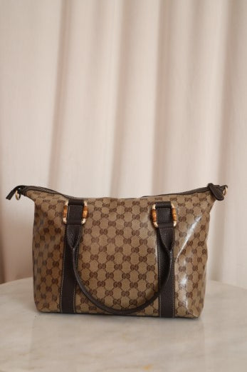 Gucci Brown GG Bamboo Tote Bag