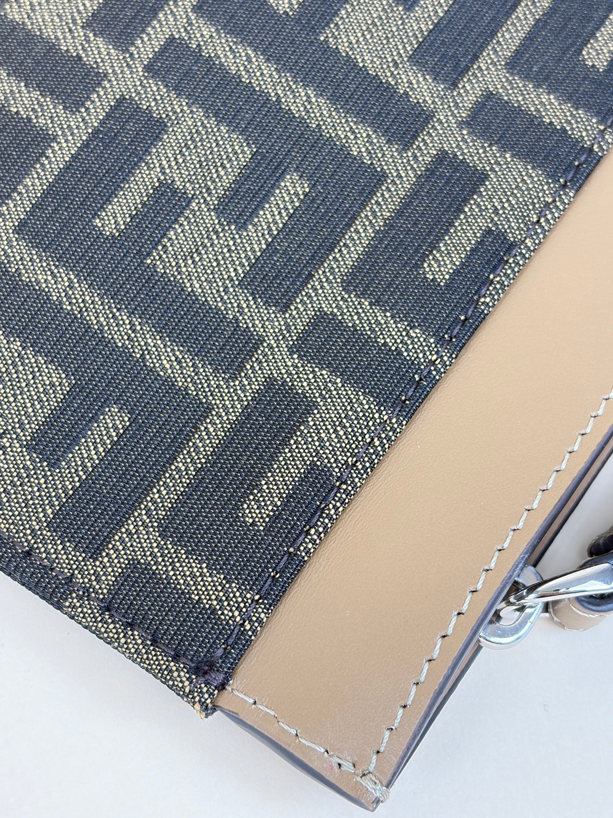Fendi Brown Tobacco Jacquard FF Fabric Large Flat Pouch