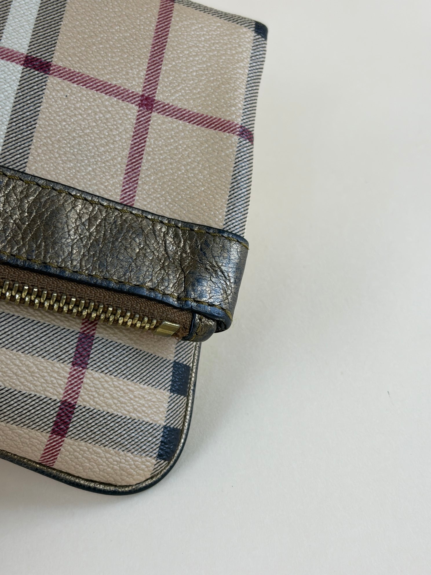 Burberry Metallic Adoline Haymarket Fold Over Clutch