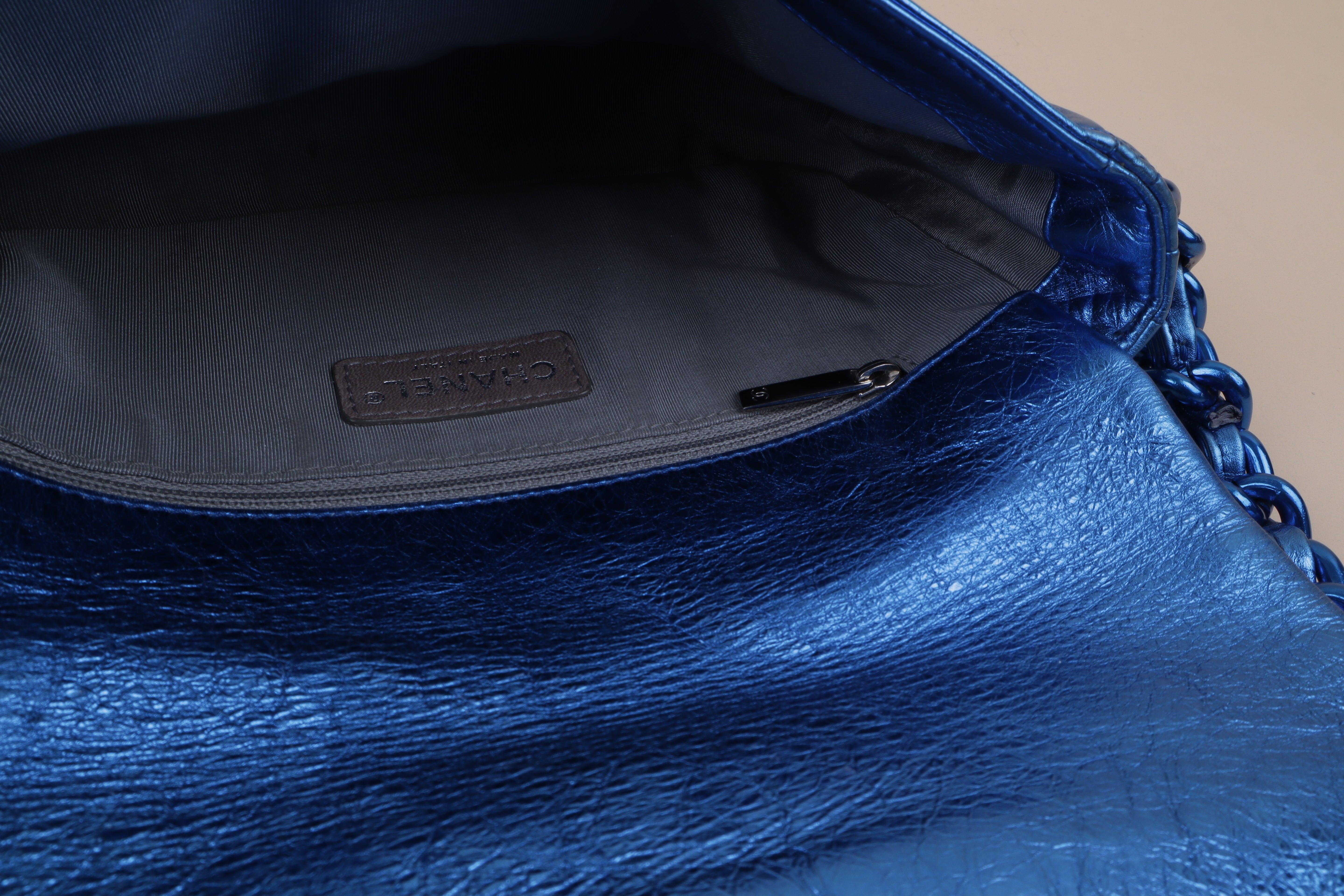 Chanel Metallic Blue CC Modern Chain Flap Shoulder Bag