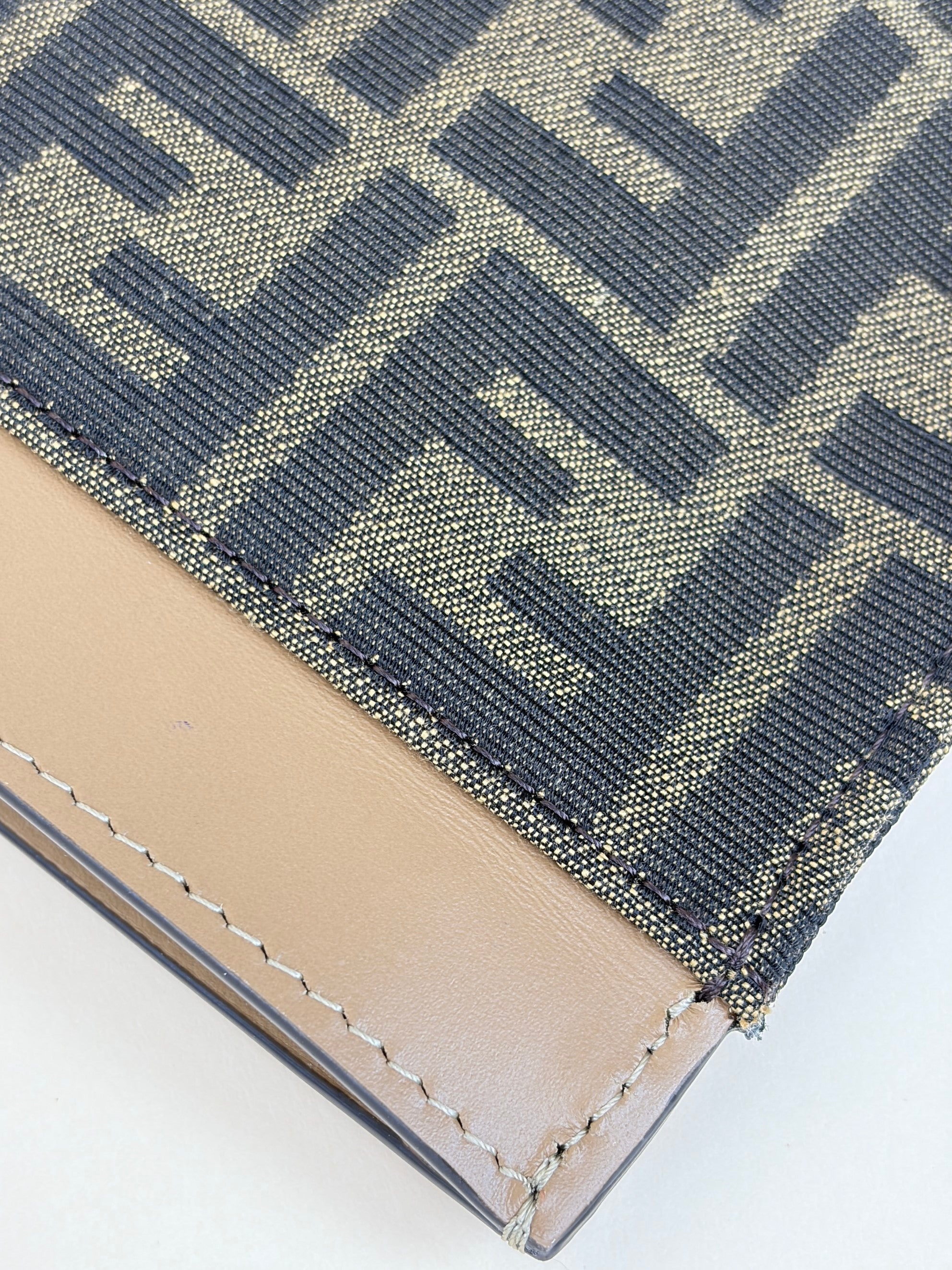 Fendi Brown Tobacco Jacquard FF Flat Medium Pouch