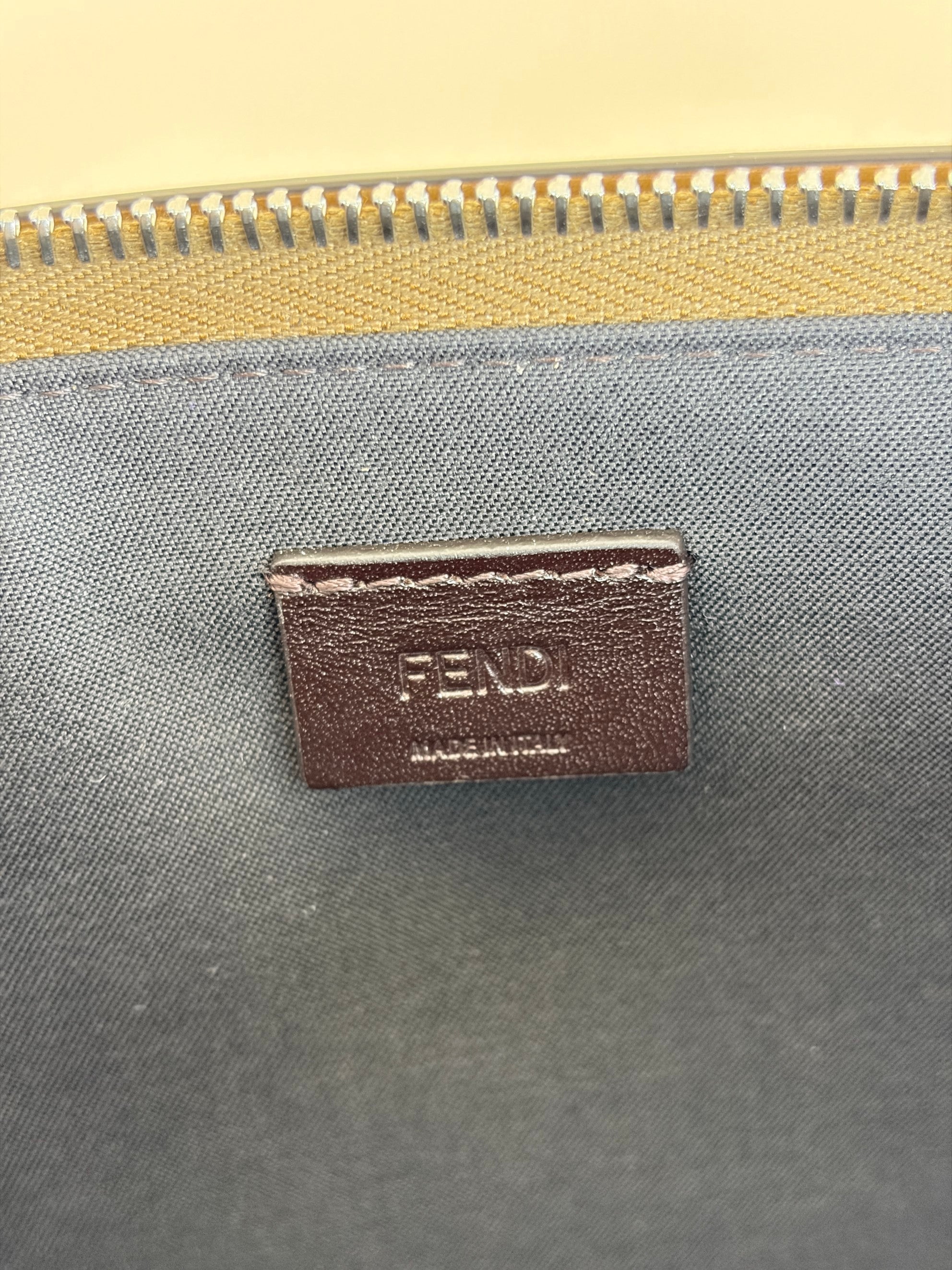Fendi Brown Tobacco Jacquard FF Flat Medium Pouch