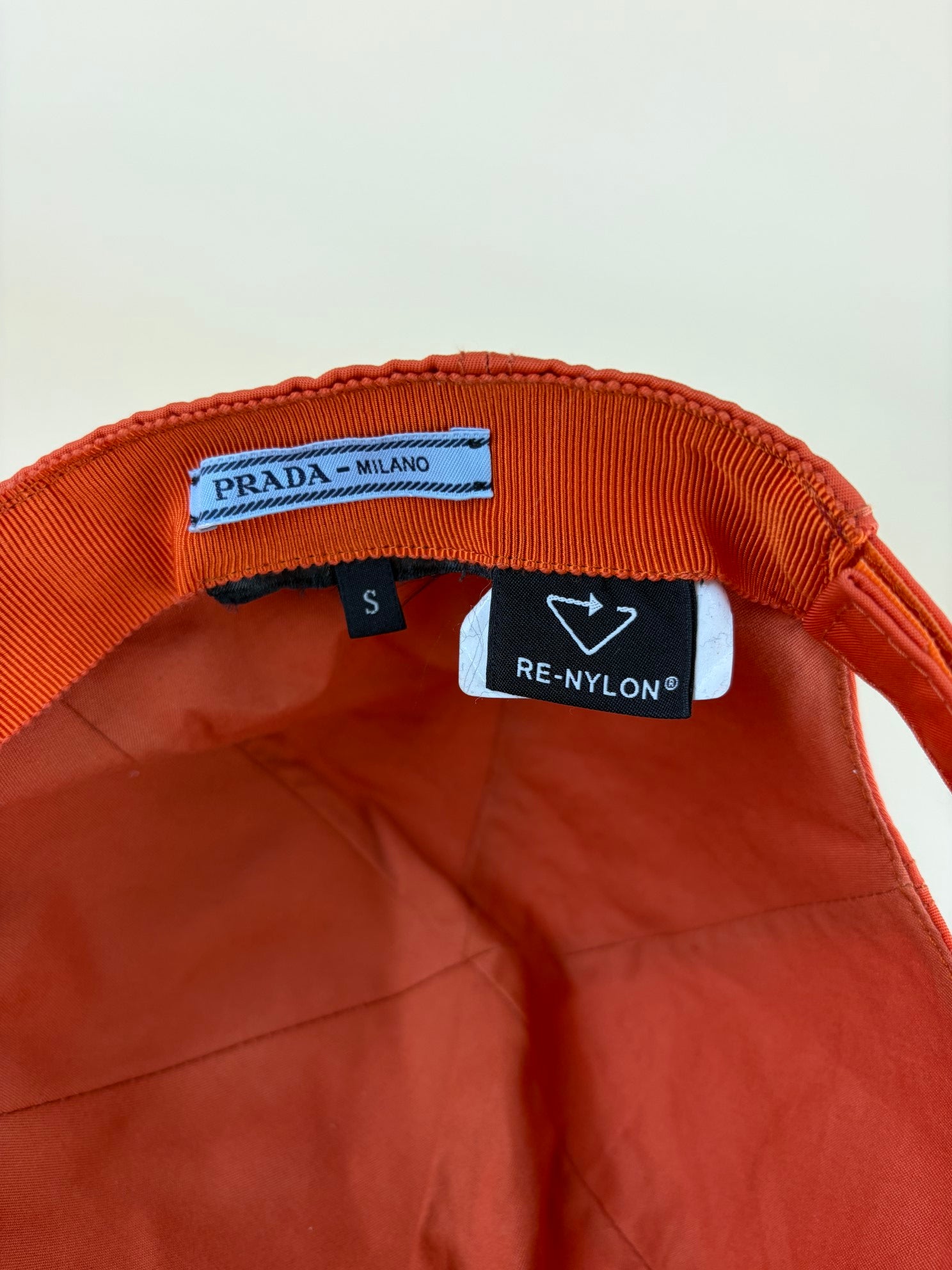 Prada Orange Re-Nylon Baseball Cap Small