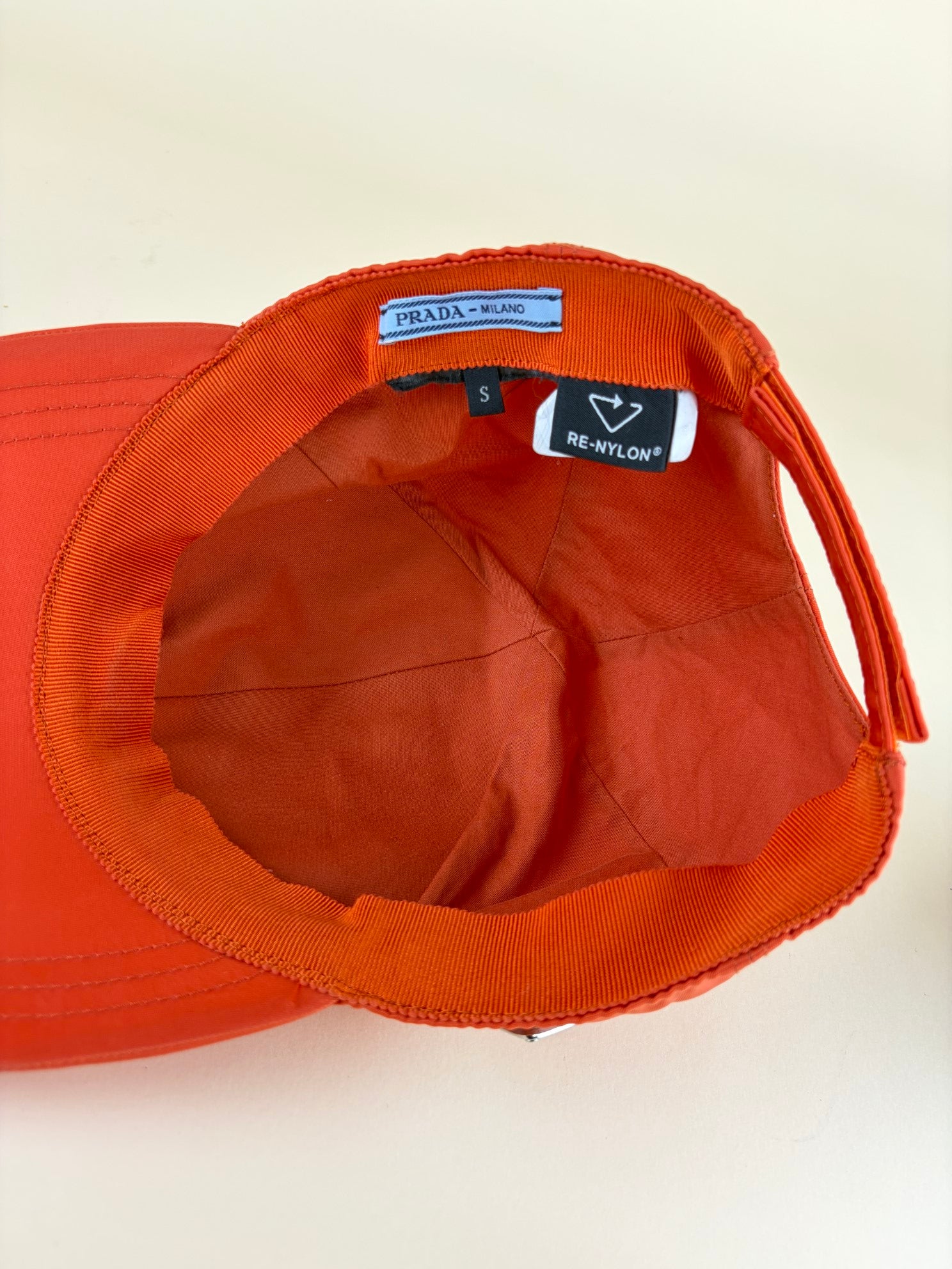 Prada Orange Re-Nylon Baseball Cap Small