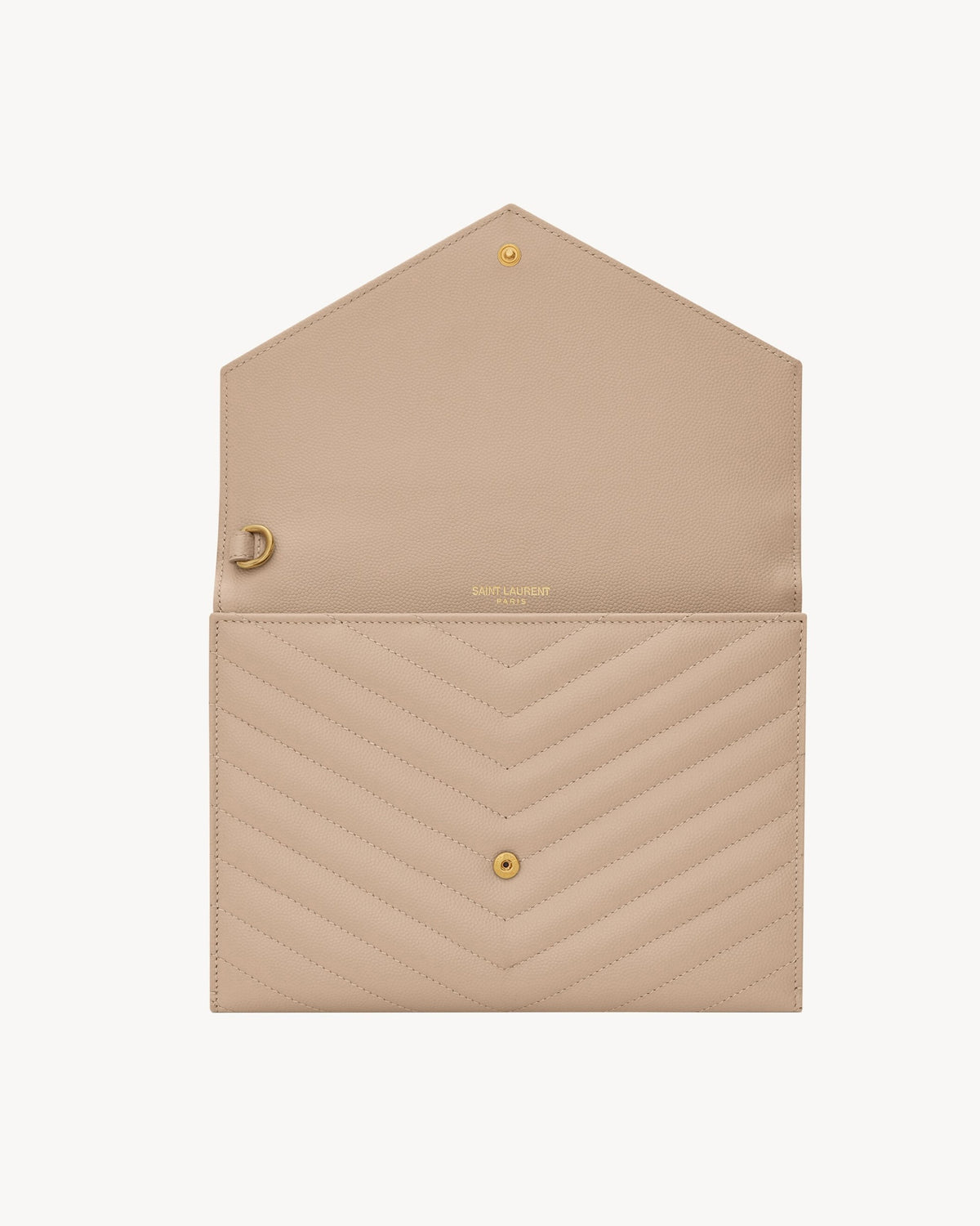 ysl dark beige grain de Poudre leather Cassandre flap