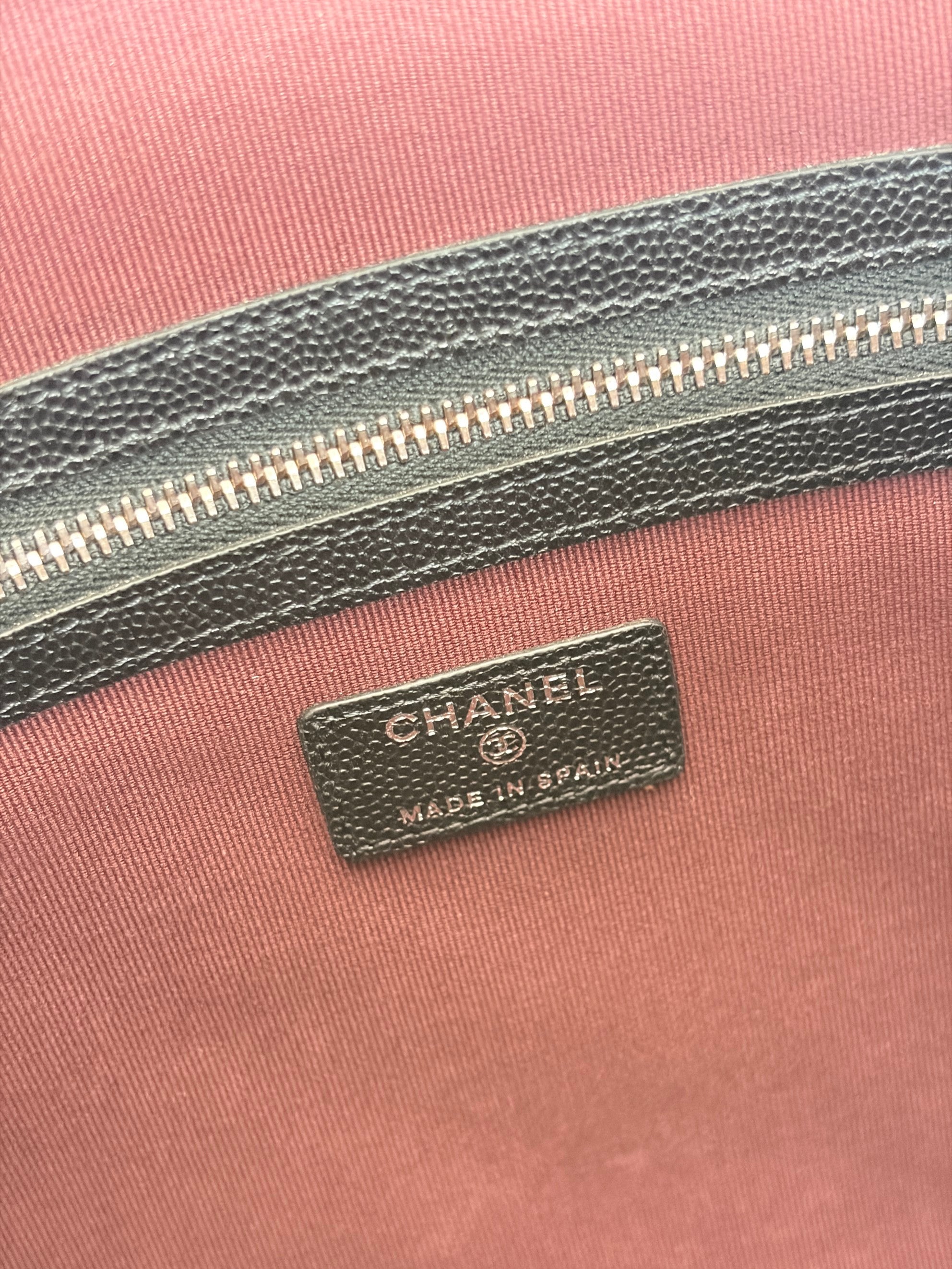 Chanel Black Classic O-CASE Zip Large Pouch