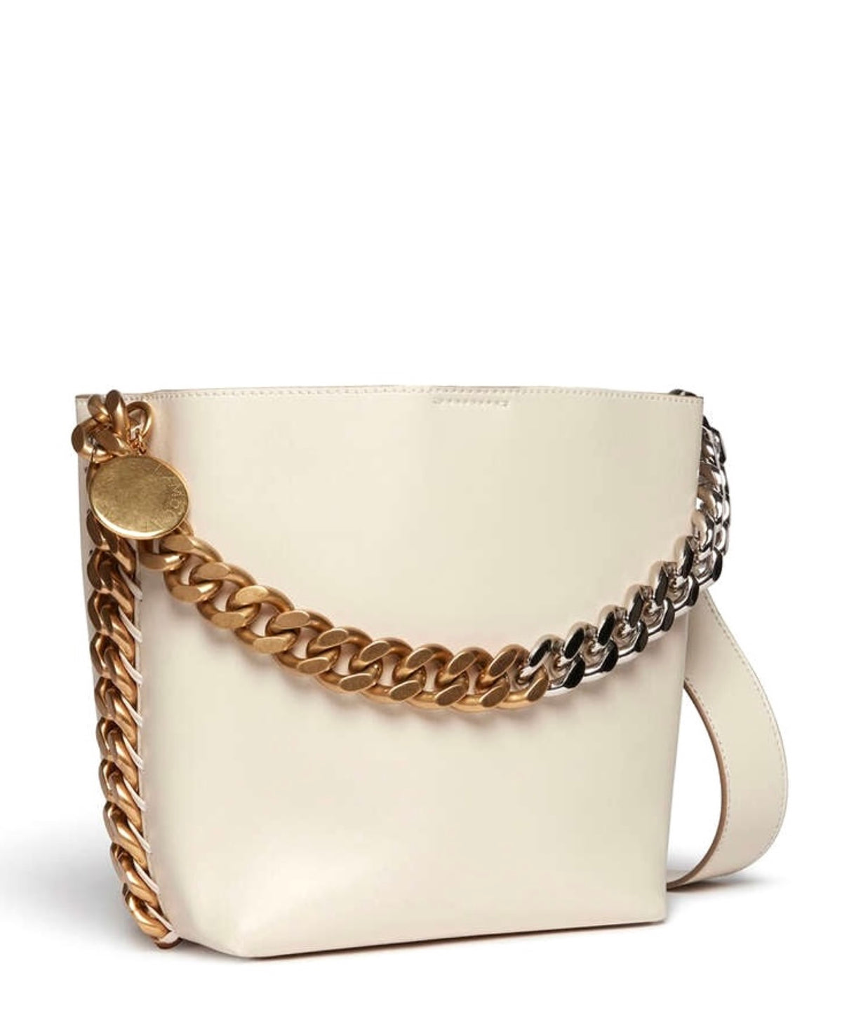 Stella McCartney pure white Frayme bucket Bag