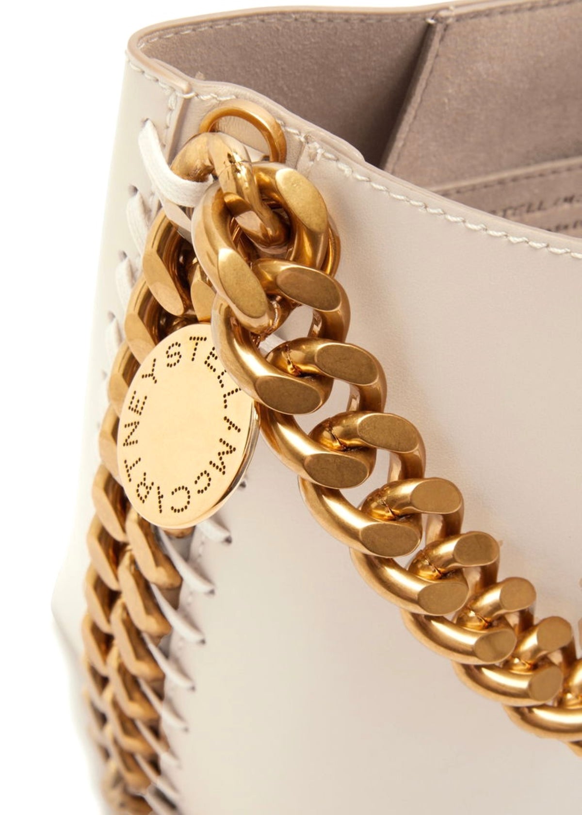 Stella McCartney pure white Frayme bucket Bag