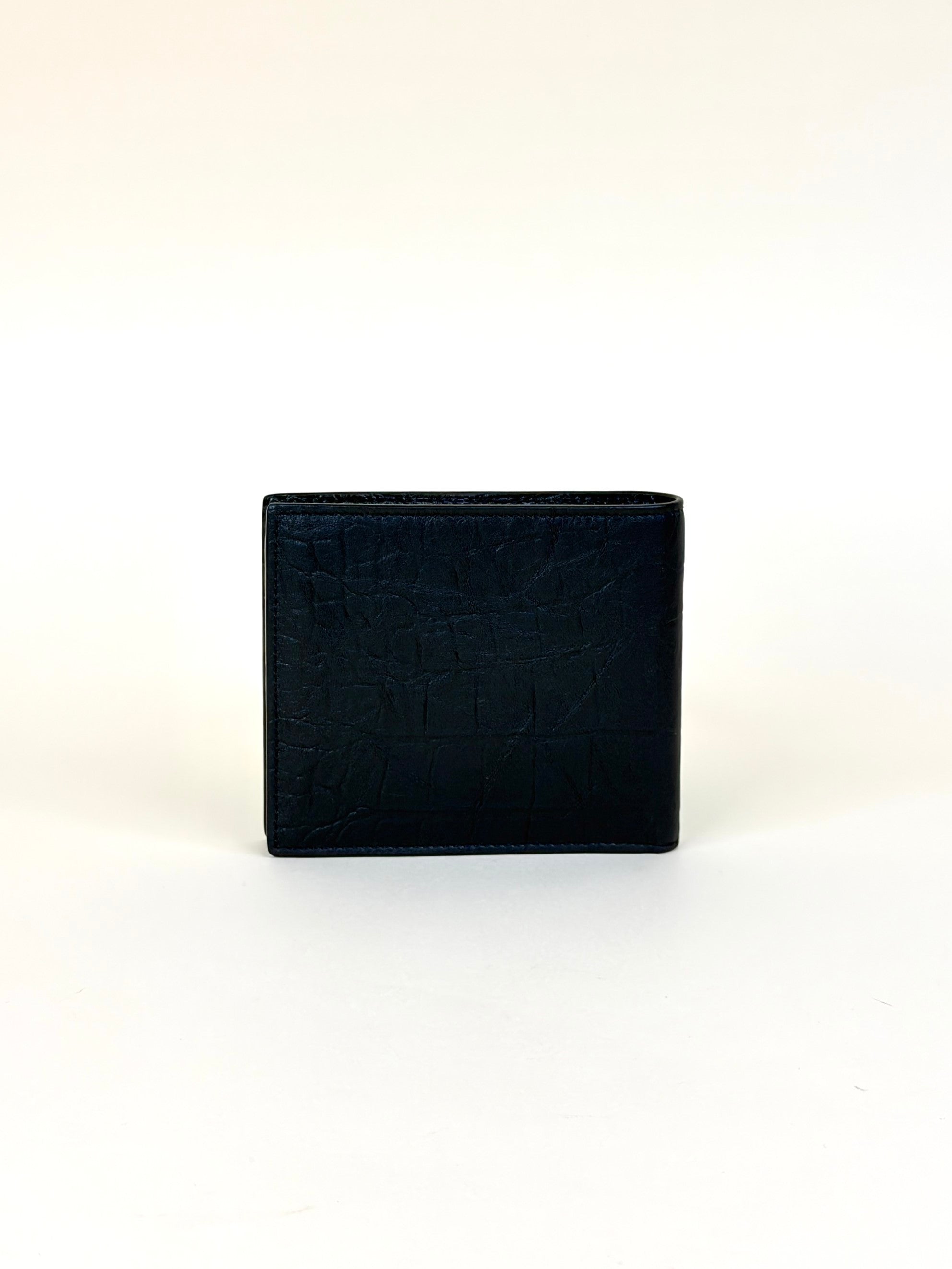 YSL Black Monogram Cassandre Crocodile Embossed Wallet