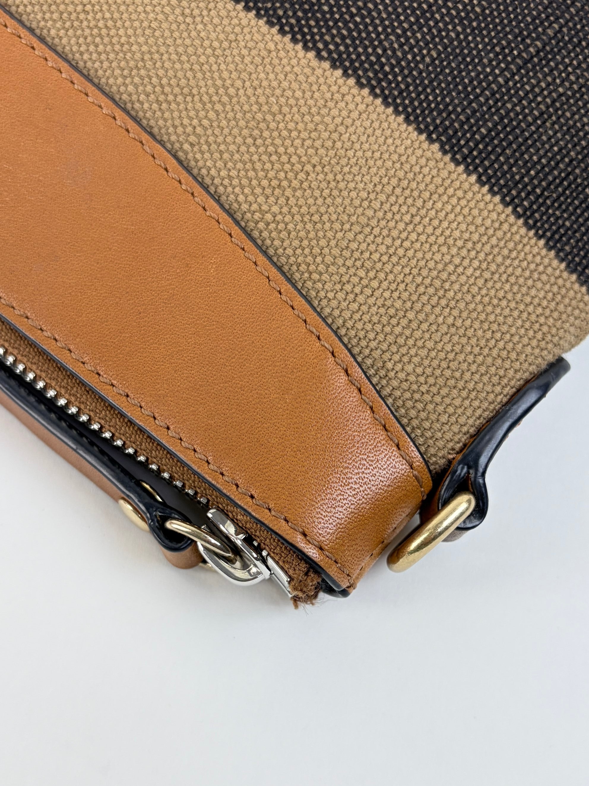 Burberry Peyton House Check canvas and brown leather