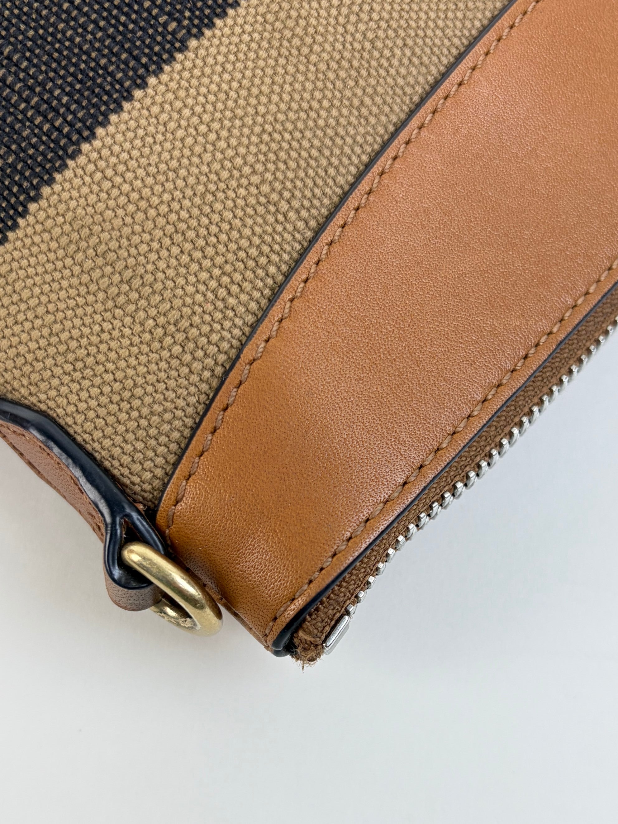 Burberry Peyton House Check canvas and brown leather
