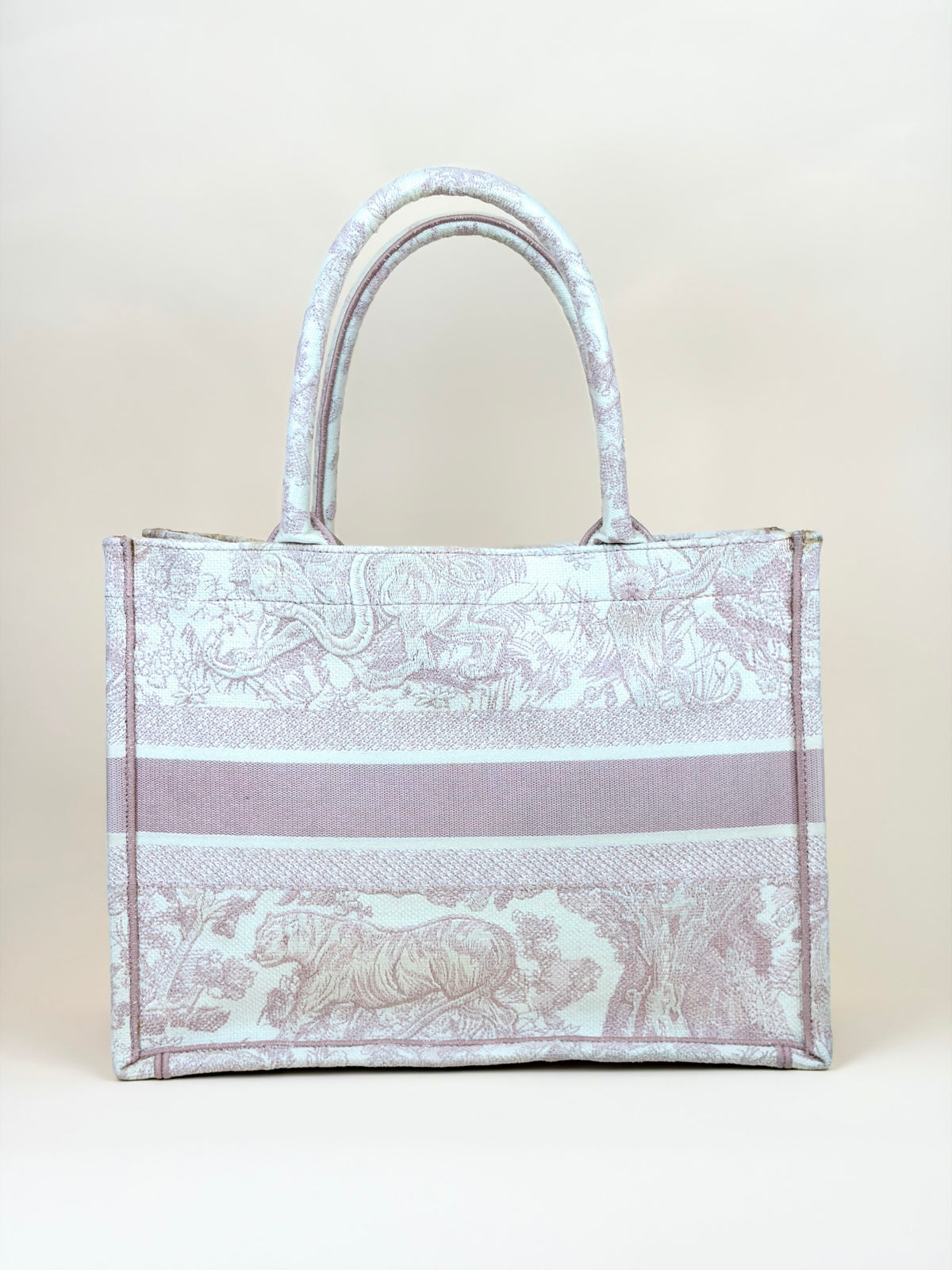 Christian Dior pink toile de Jouy reverse embroidery medium book tote bag