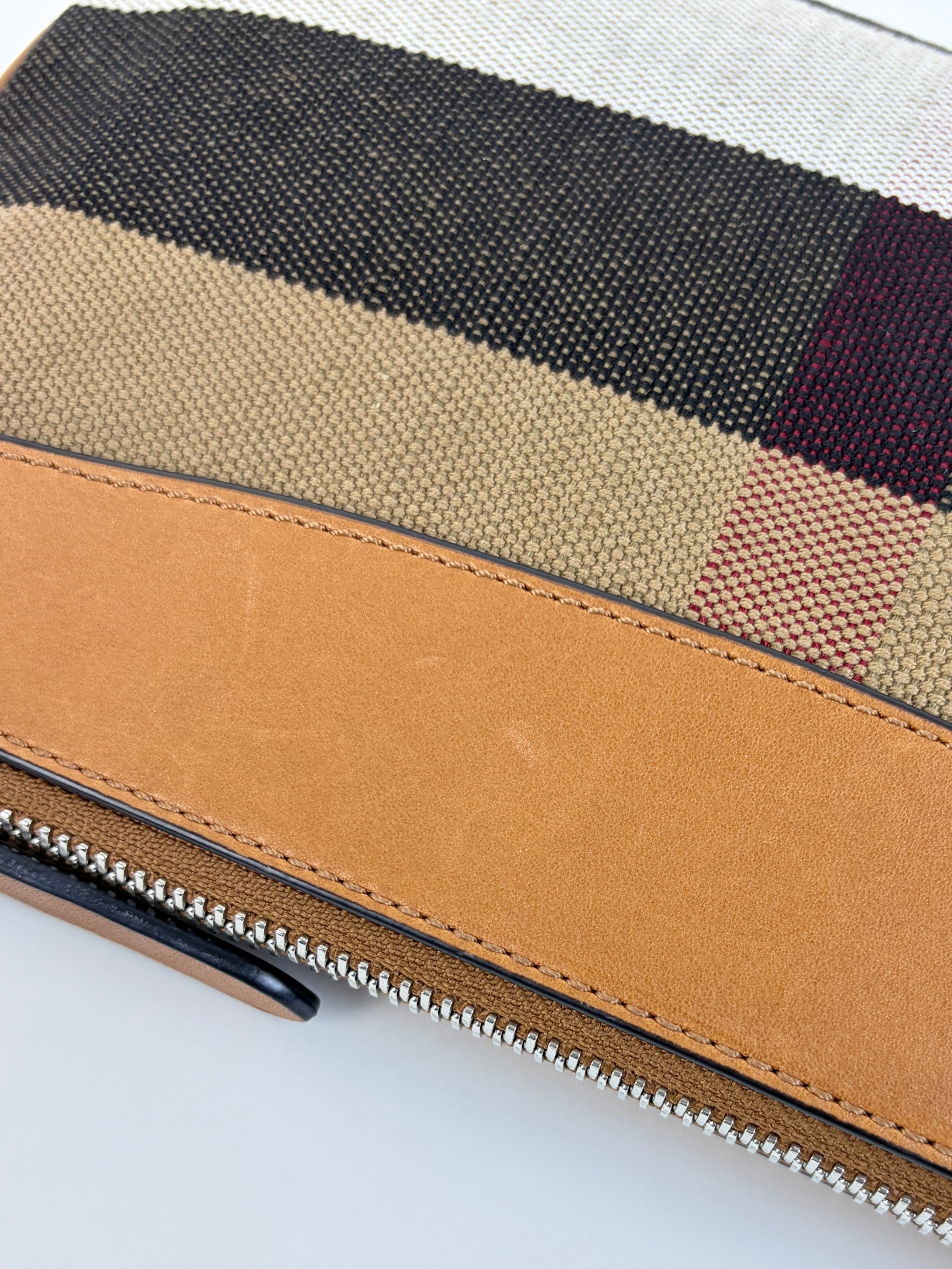 Burberry Peyton House Check canvas and brown leather