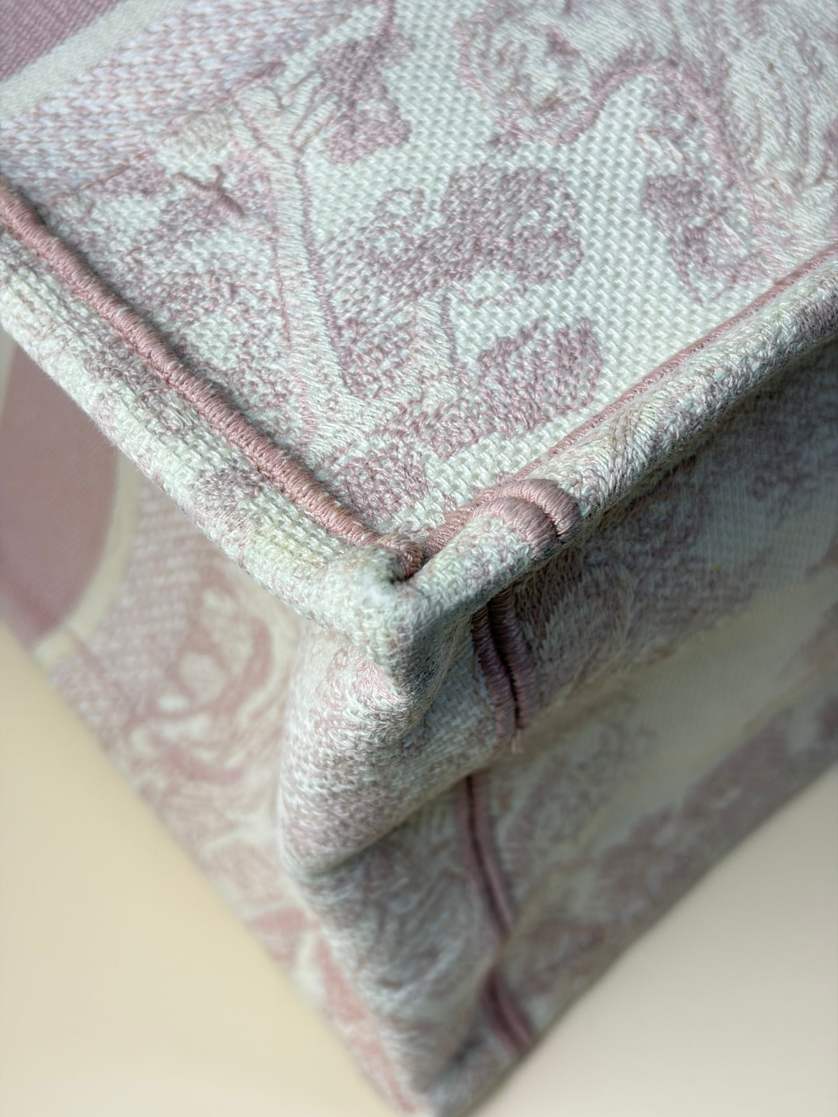 Christian Dior pink toile de Jouy reverse embroidery medium book tote bag