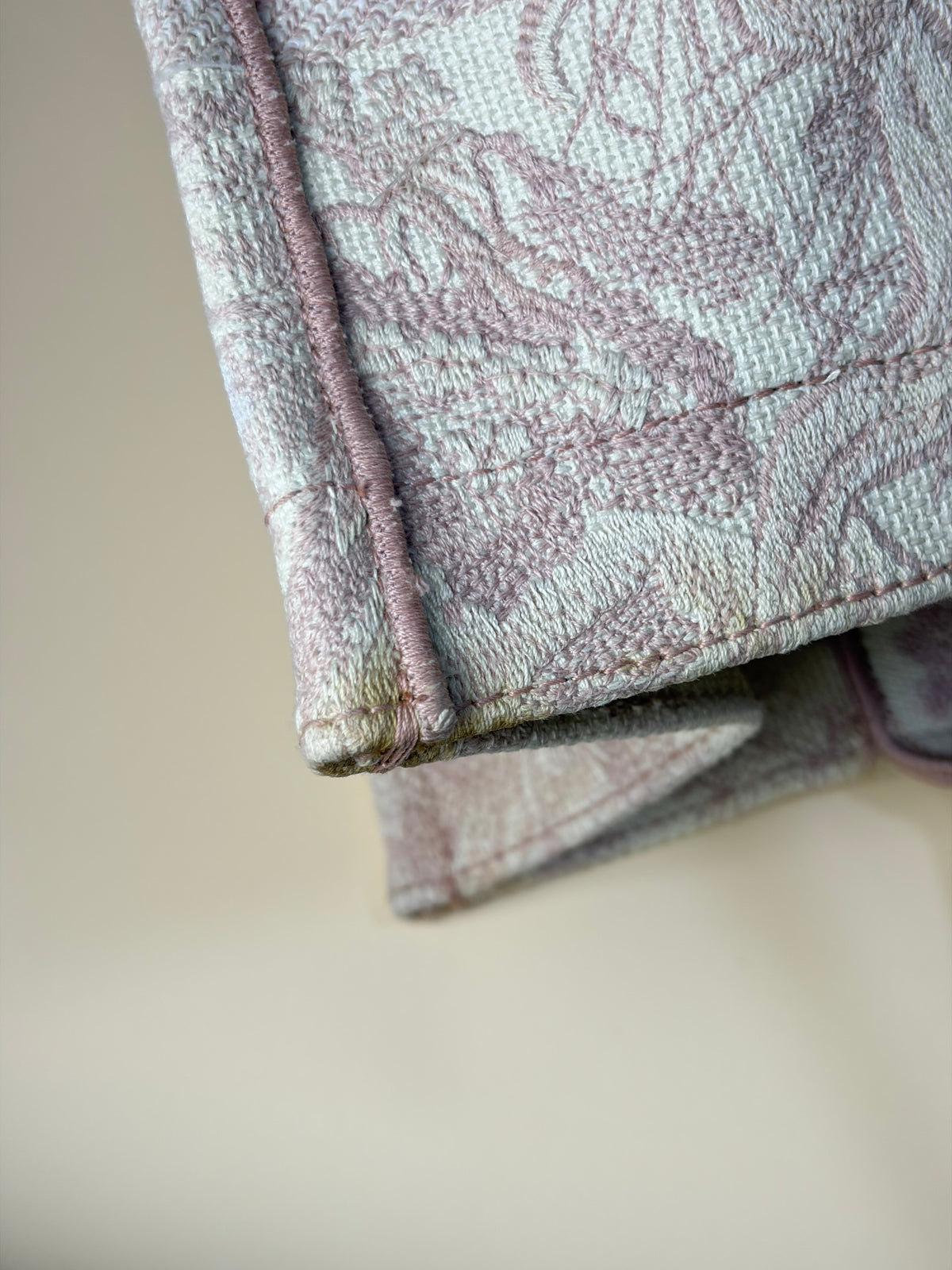 Christian Dior pink toile de Jouy reverse embroidery medium book tote bag