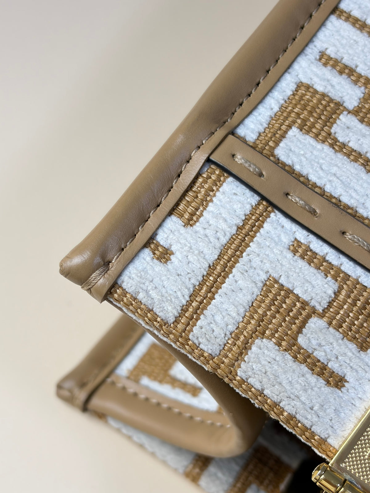 Fendi white/beige raffia and Caniglia Sunshine small tote bag