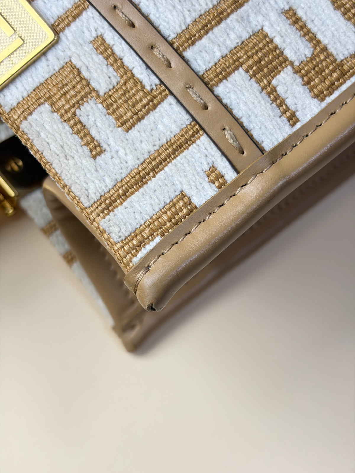 Fendi white/beige raffia and Caniglia Sunshine small tote bag