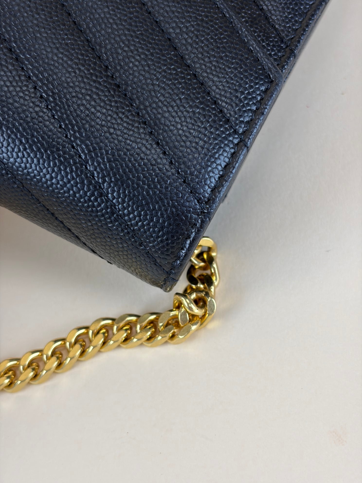 YSL Black Classic Cassandre Wallet On Chain