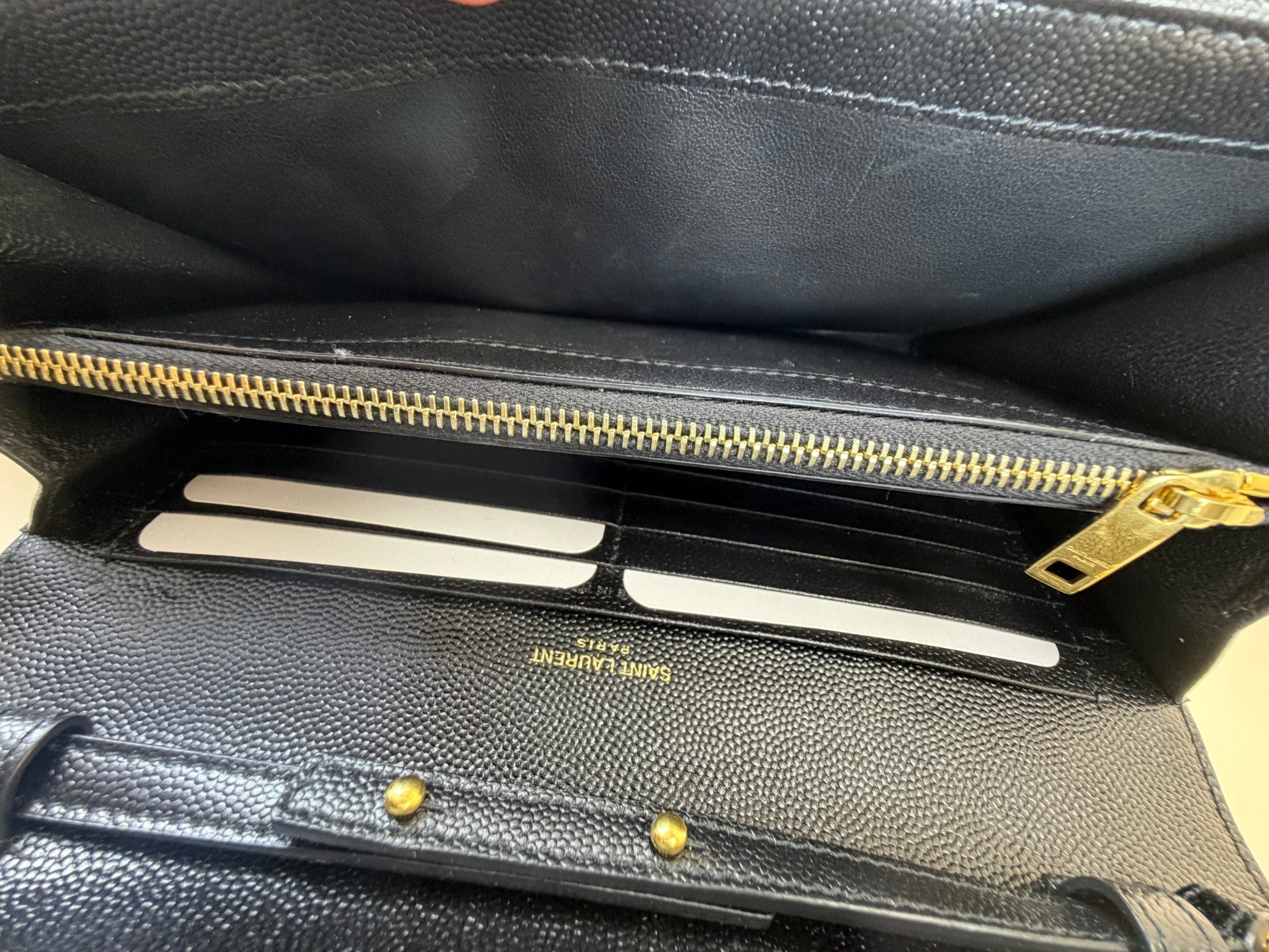 YSL Black Classic Cassandre Wallet On Chain