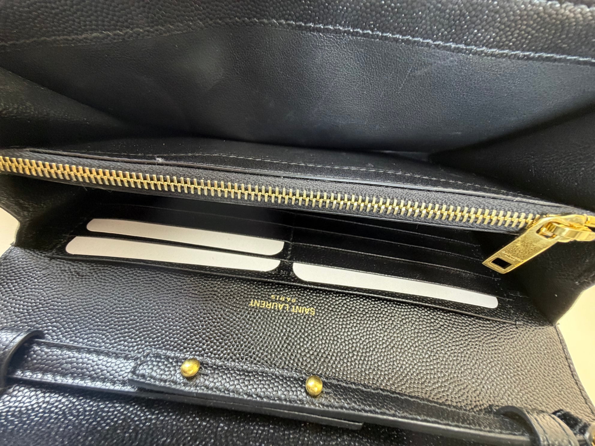 YSL Black Classic Cassandre Wallet On Chain