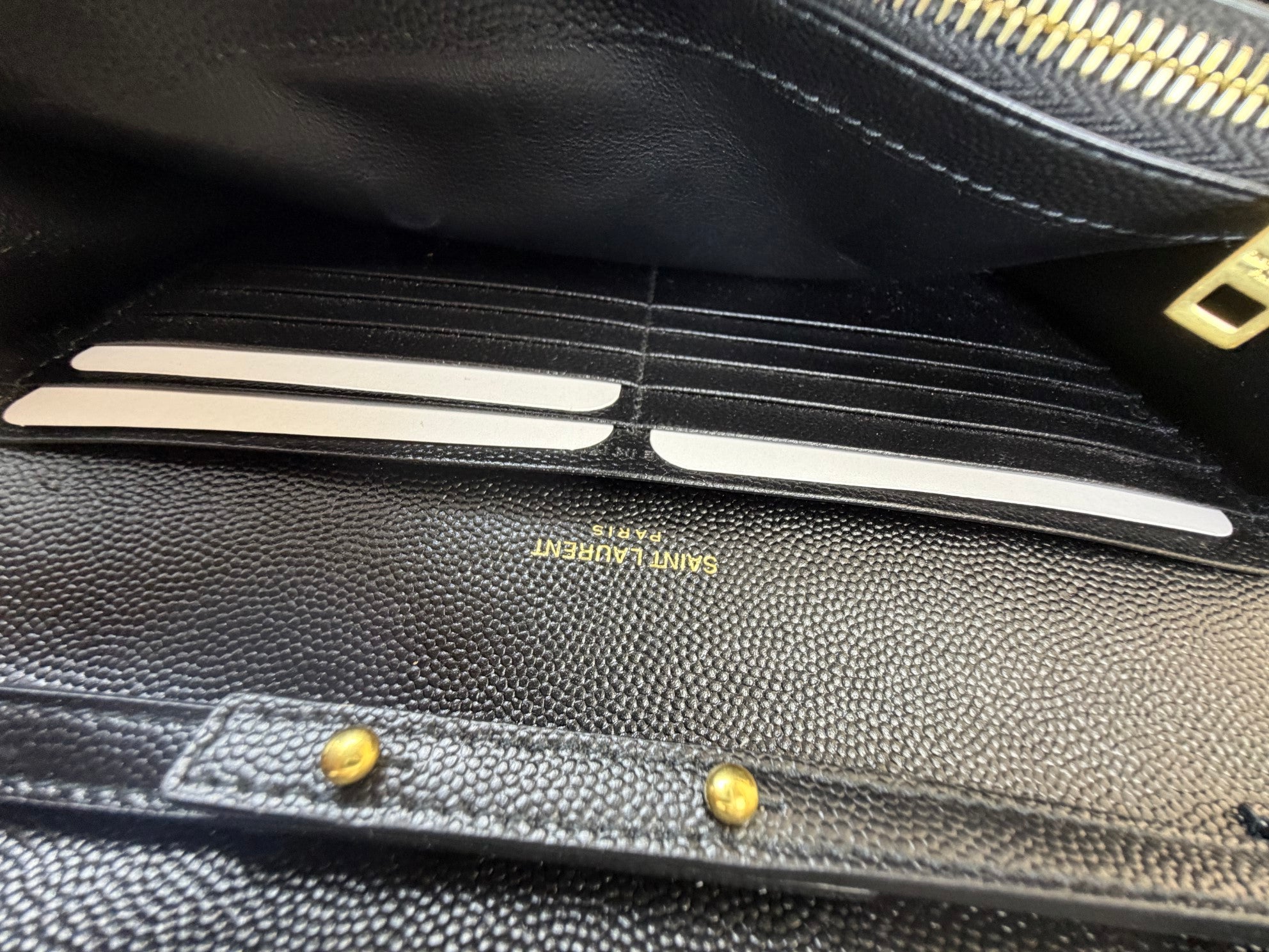 YSL Black Classic Cassandre Wallet On Chain