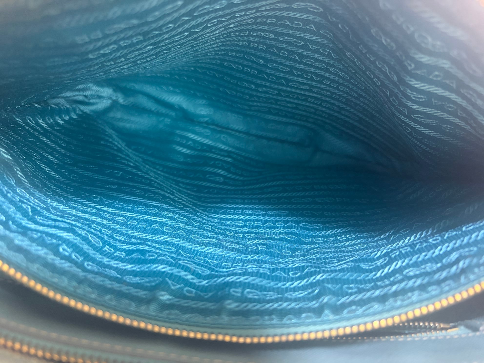 Prada cobalt Saffia no leather promenade small tote bag