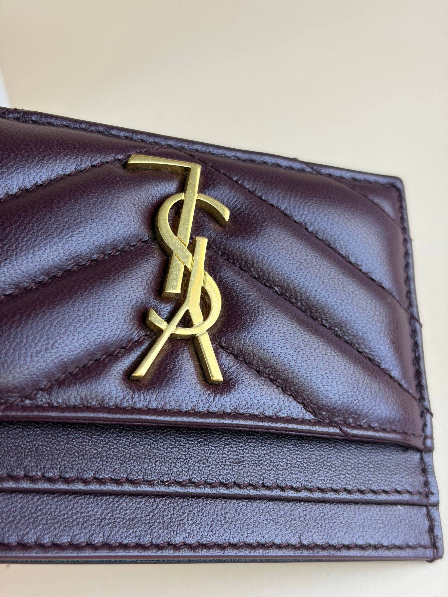 YSL Burgundy Cassandre Card Holder